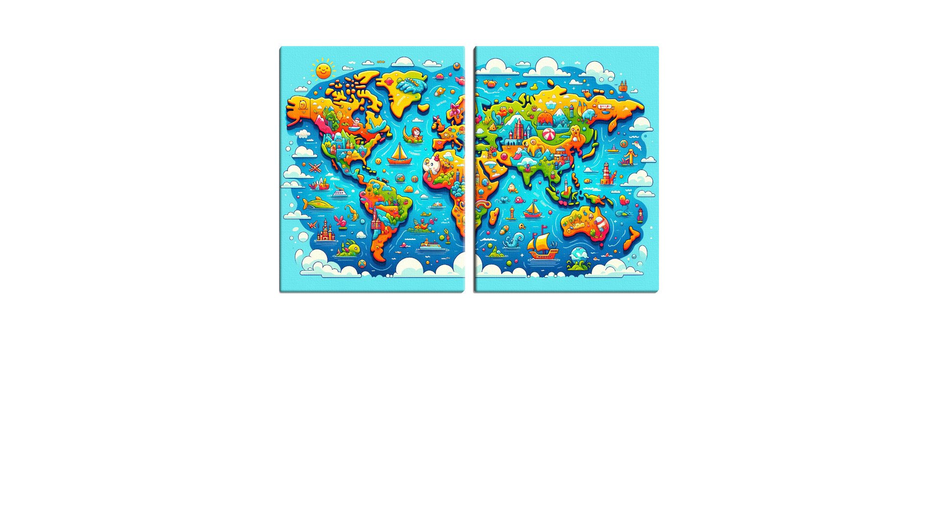 Playful Cartoon World Map