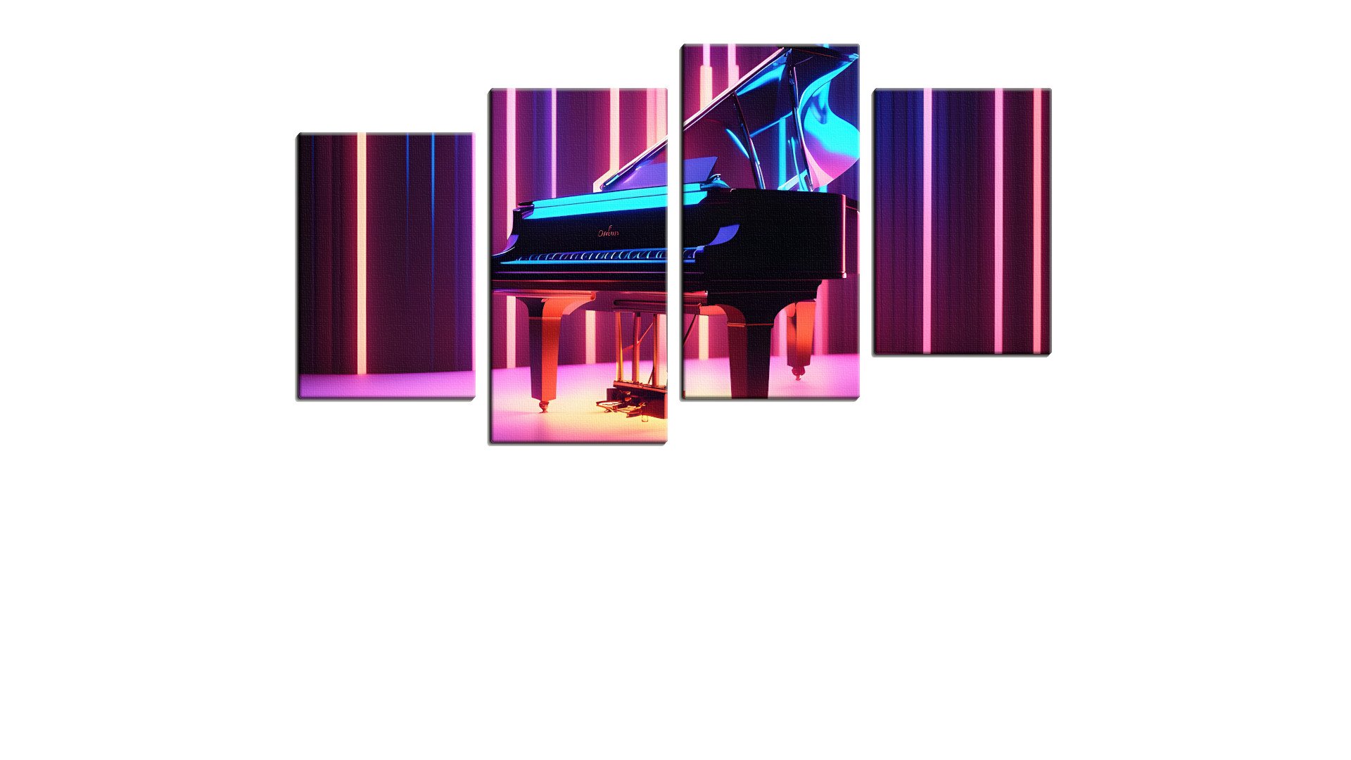 Neon Illuminated Piano on Stage