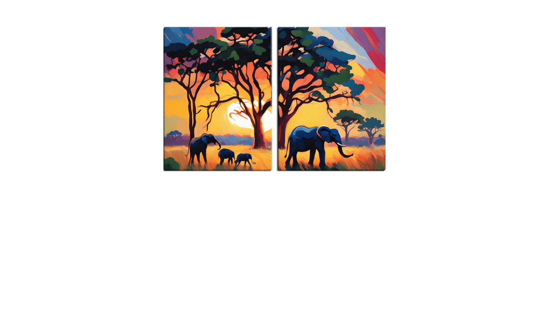 Herd of Elephants and the Sunset