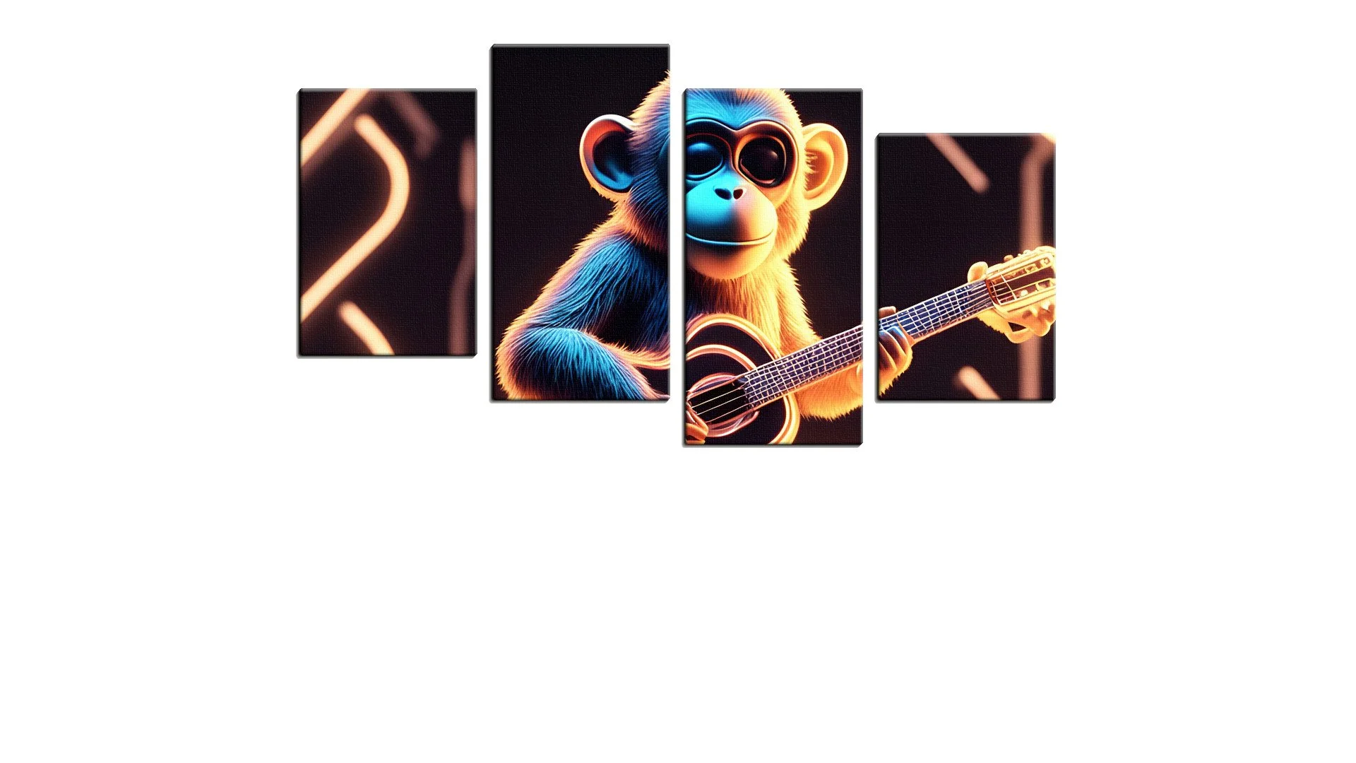 Neon Guitar Monkey