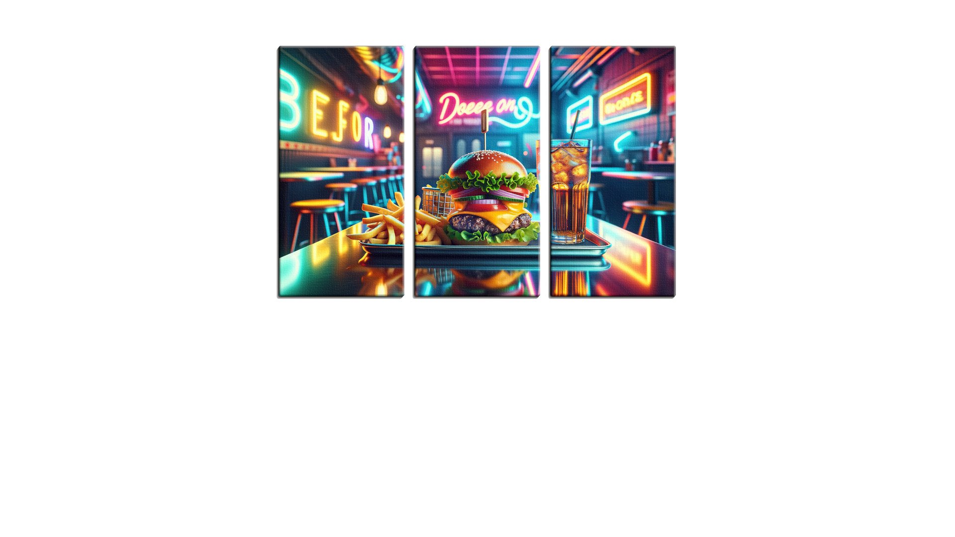 Neon Show of Burger with Chips