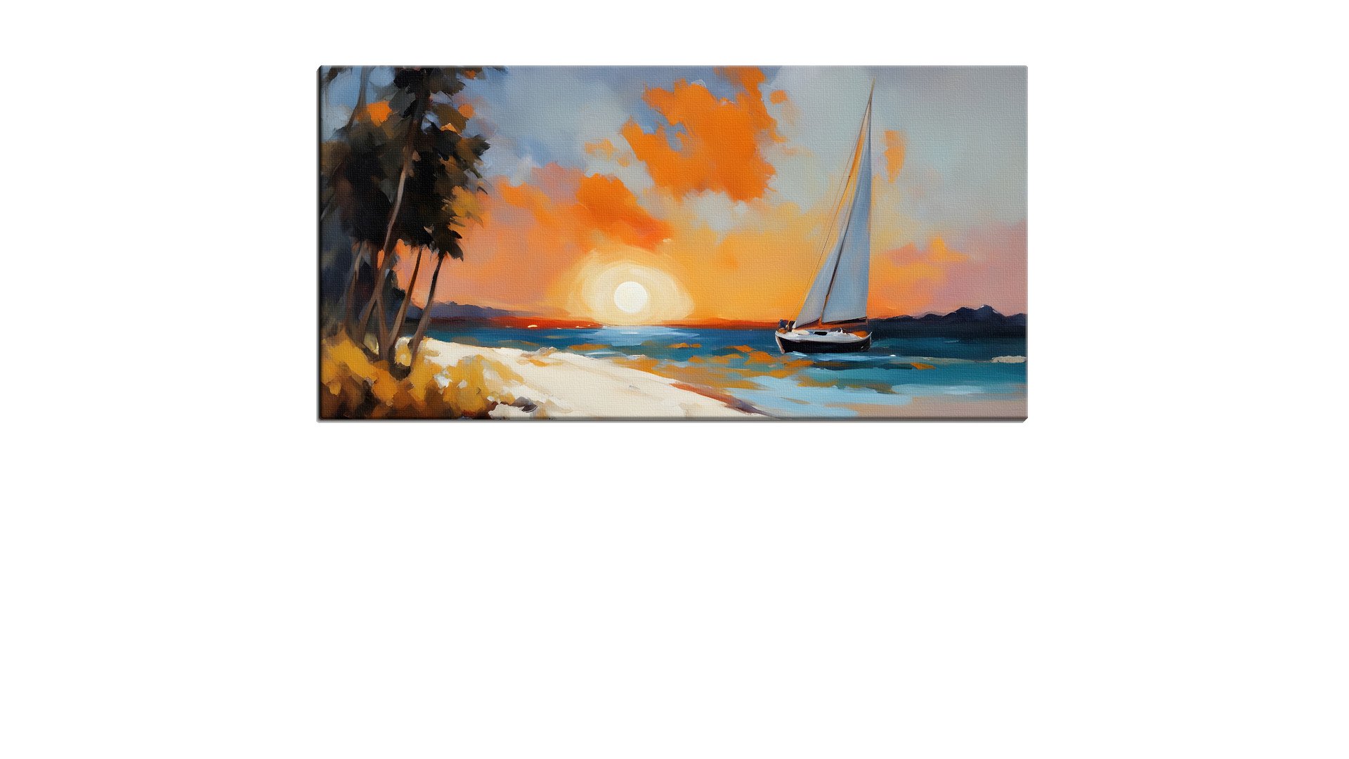 Lone Yacht Sailing in to the Sunset