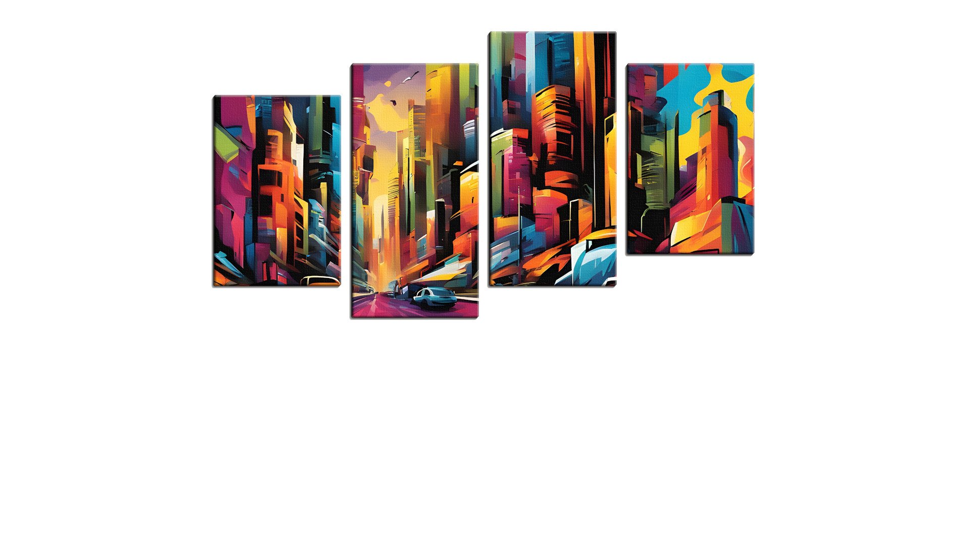 Busy Scene of Painted Skyscrapers