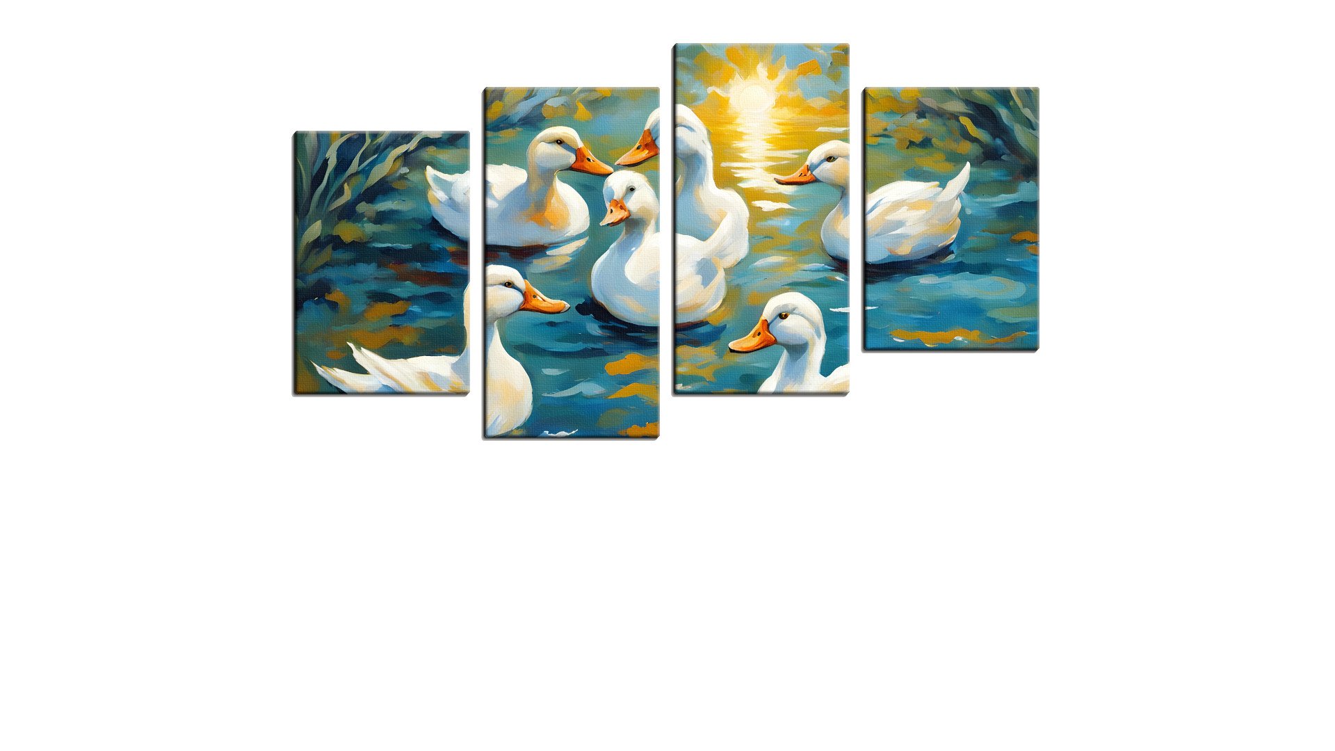 Gaggle of Geese in the Pond