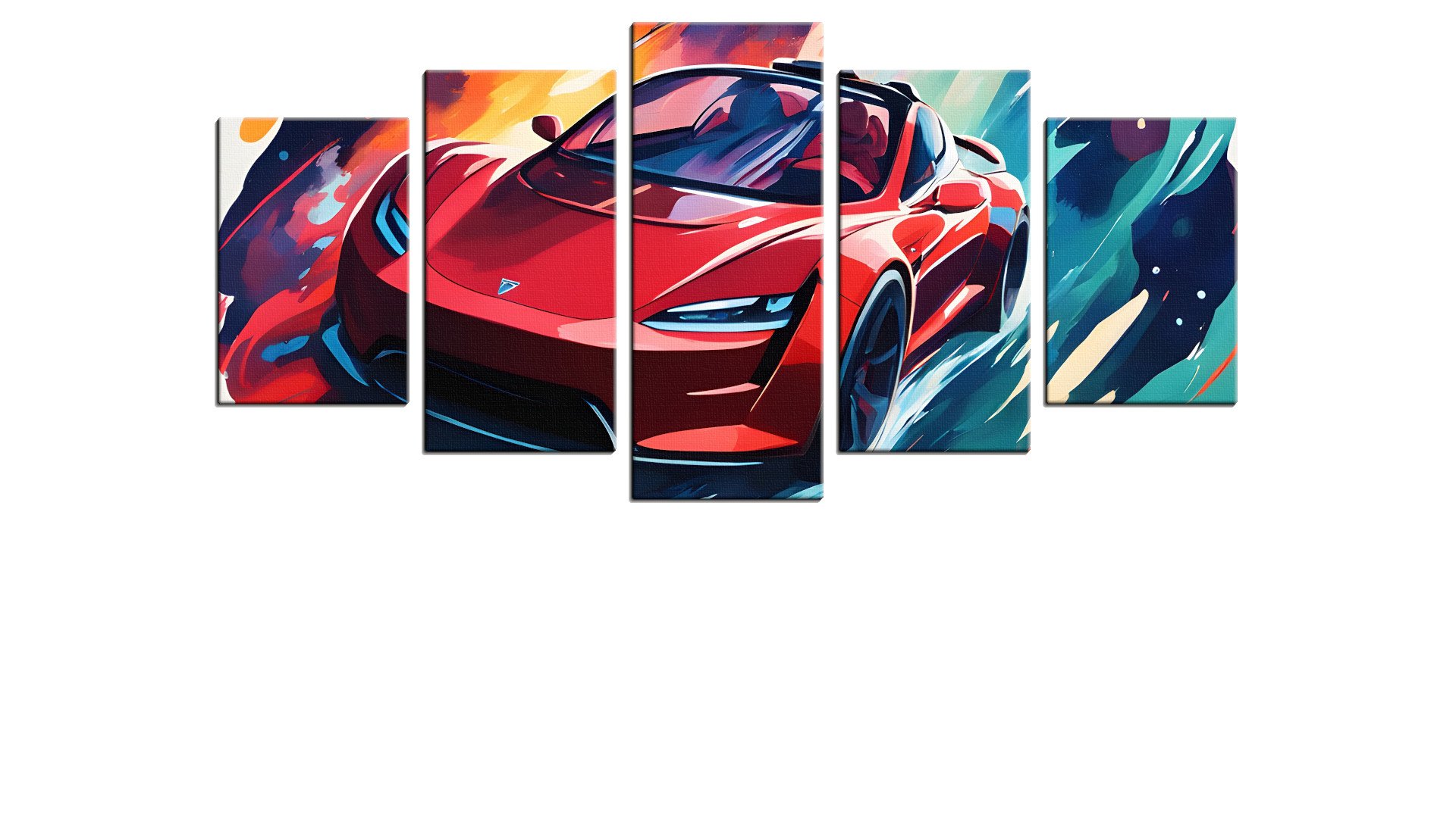Cartoon Ruby Red Sports Car in Space