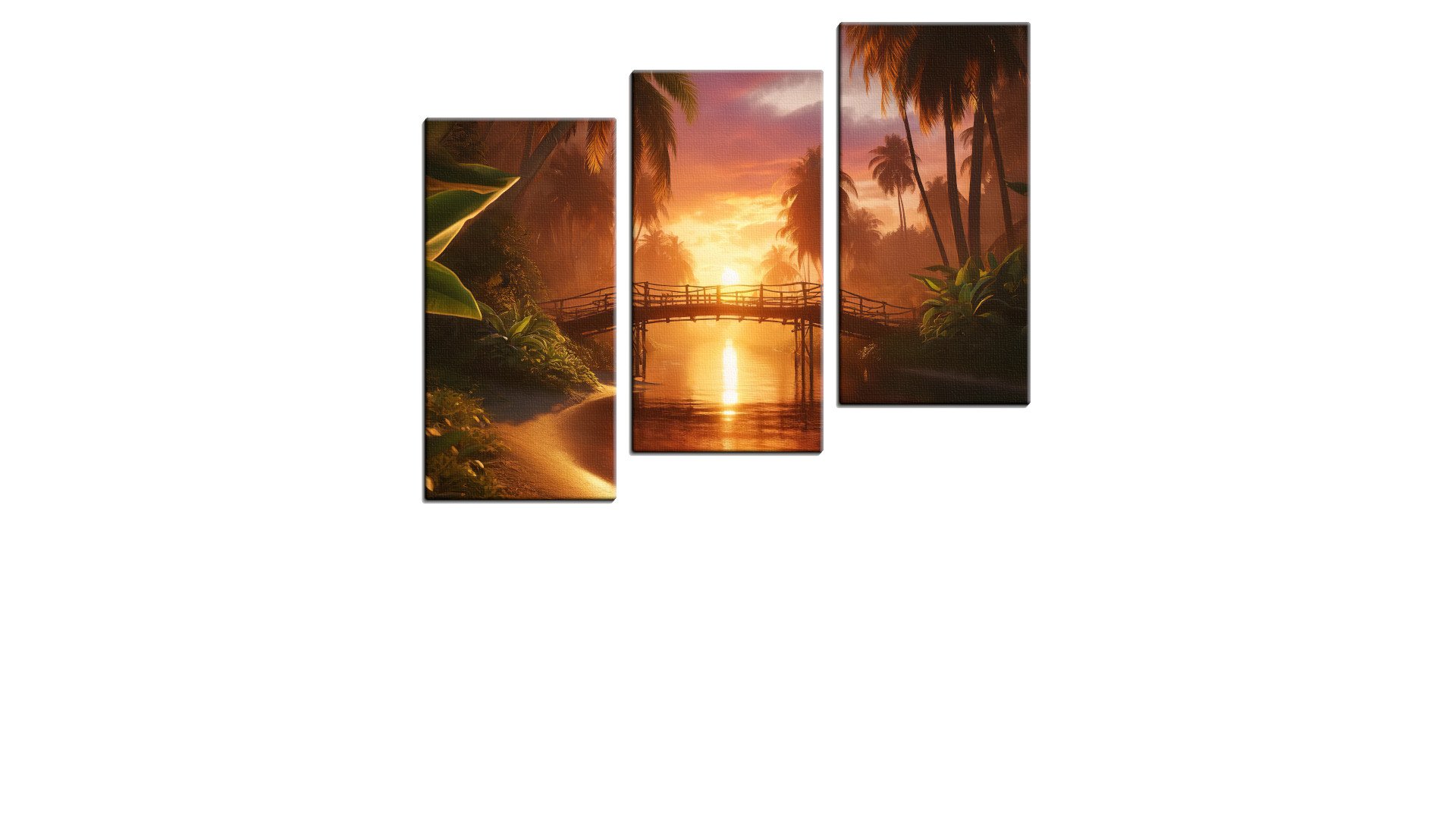 Dark Warm Sunset and Palm Trees