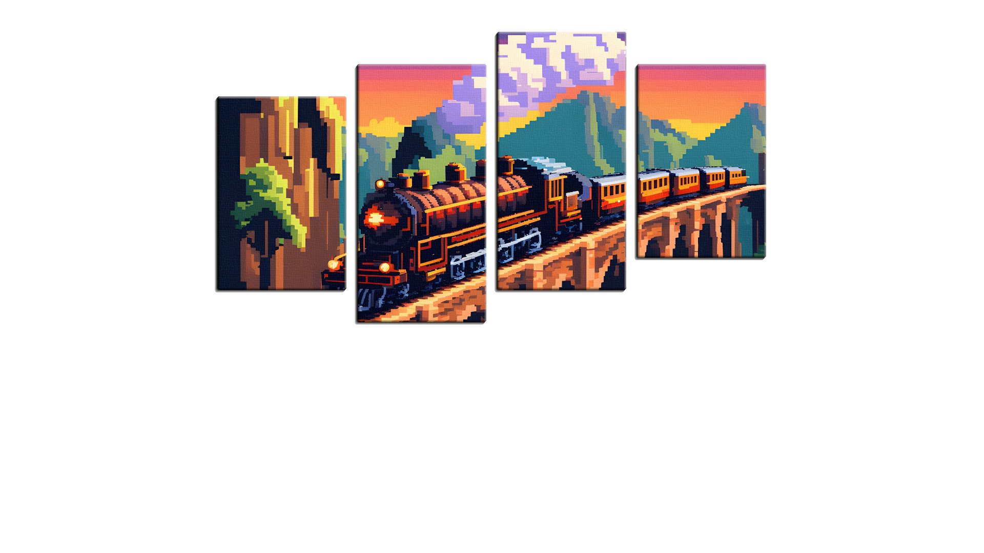 Pixel Steam Train on a Stone Bridge