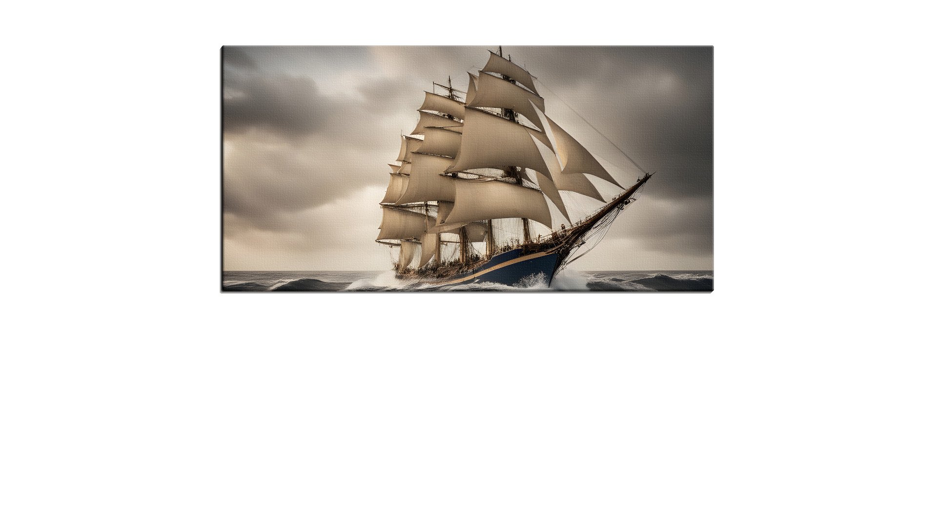 Blue Frigate Sailing the High Seas
