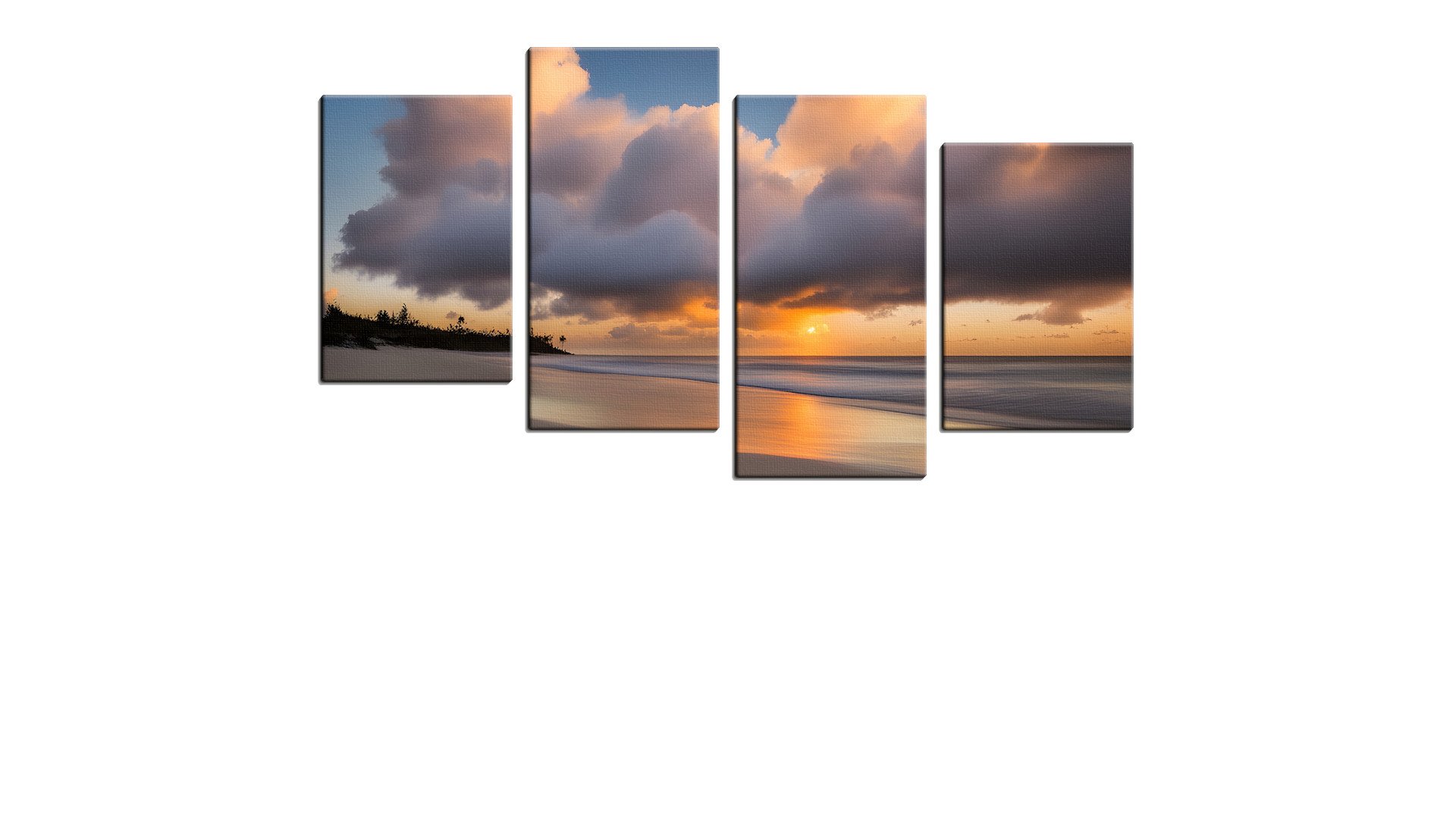 Calm Beach with the Sun Hidden by Clouds