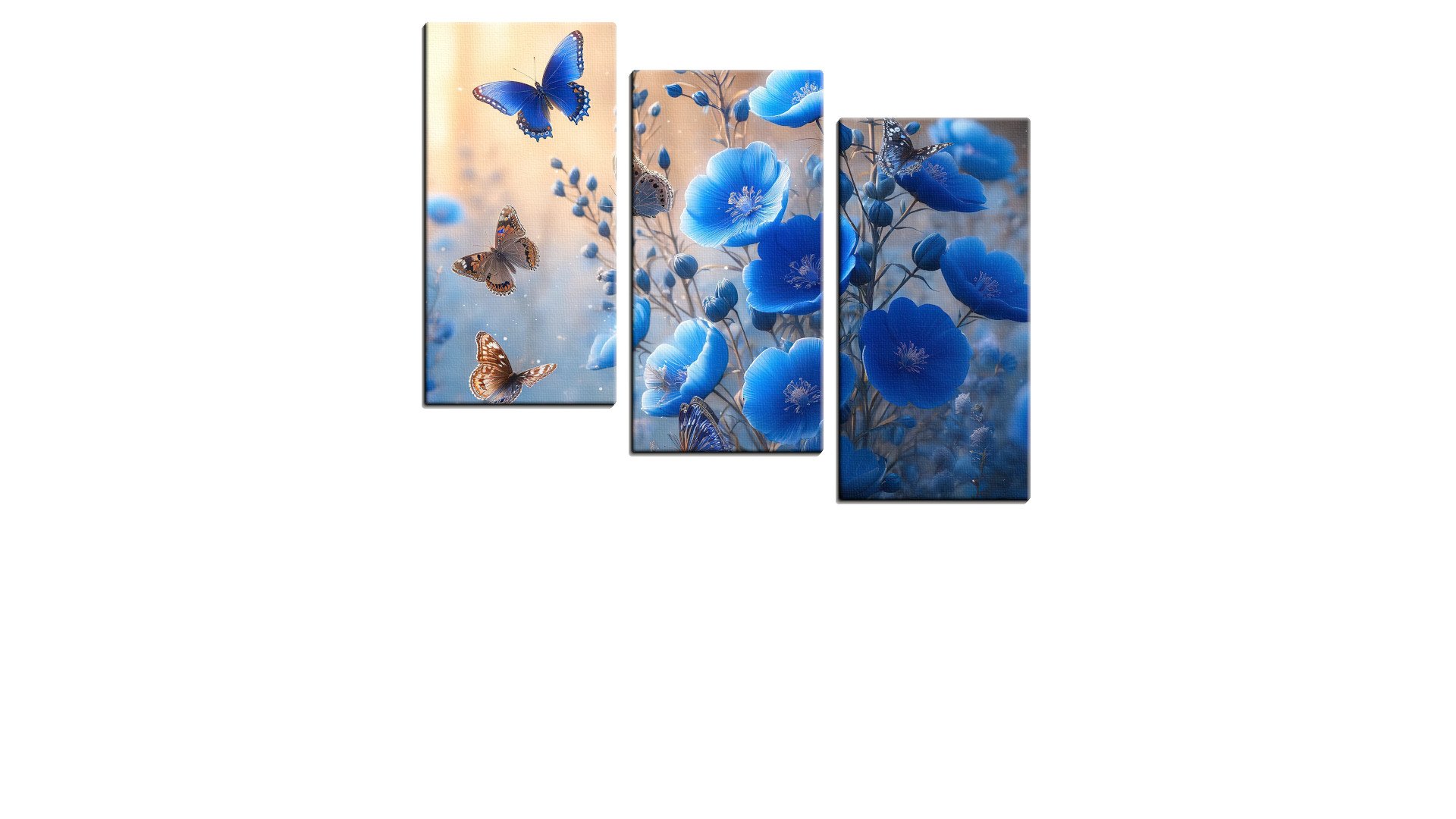 Bolt of Blue Butterflies and Flowers
