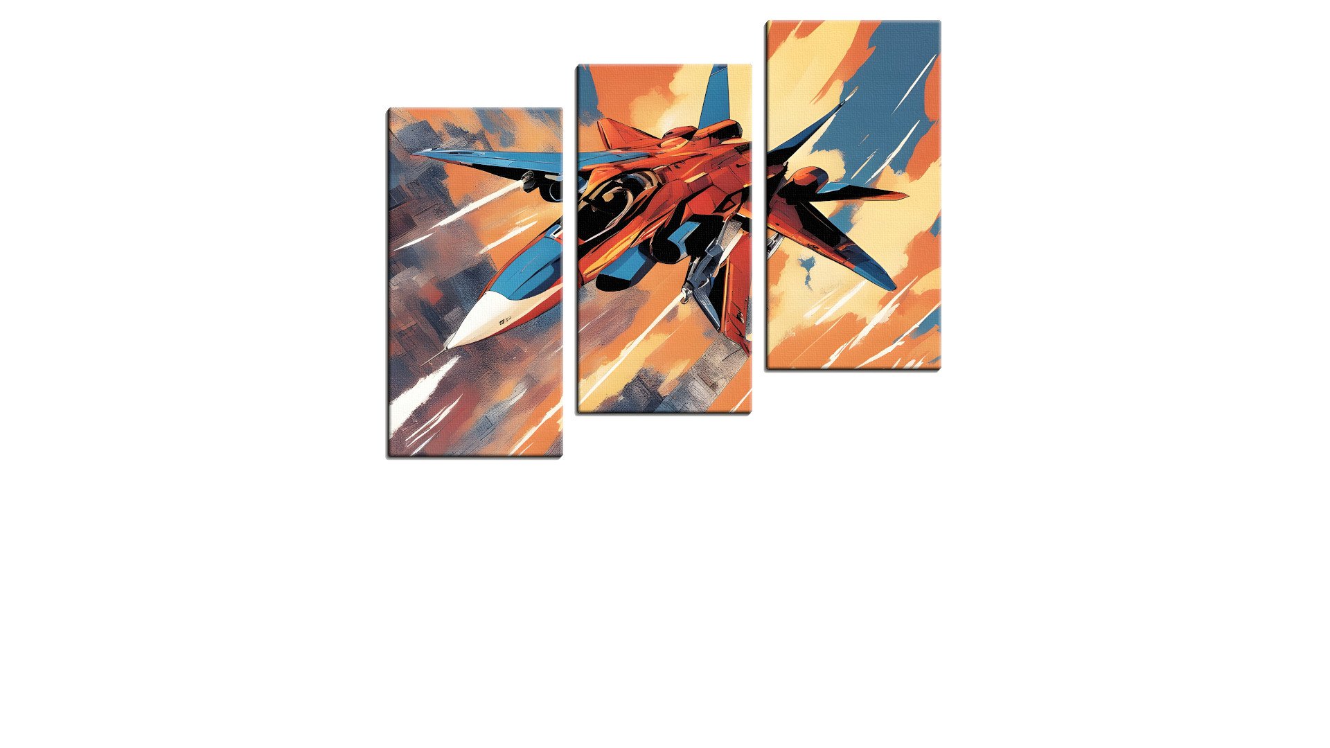 Cartoon Blue and Red Jet Fighter