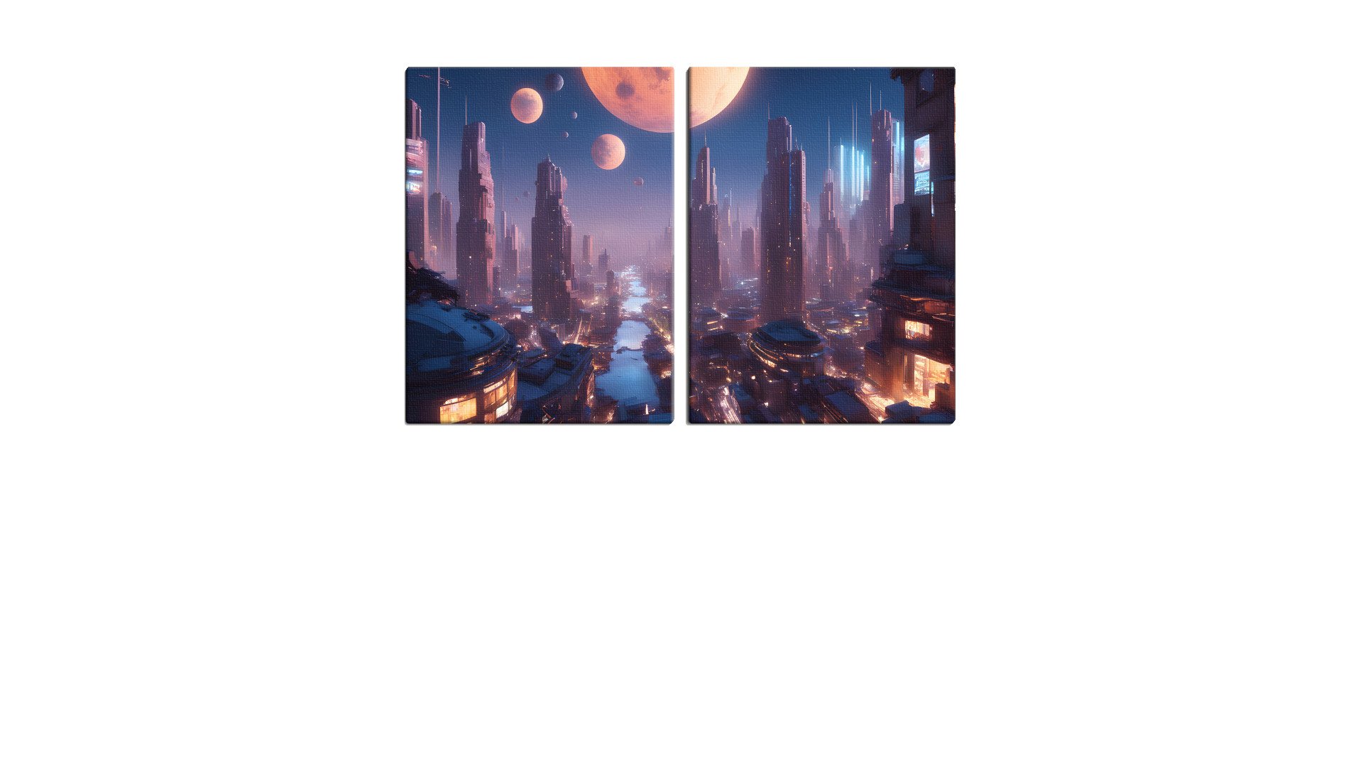 Futuristic City under Many Moons