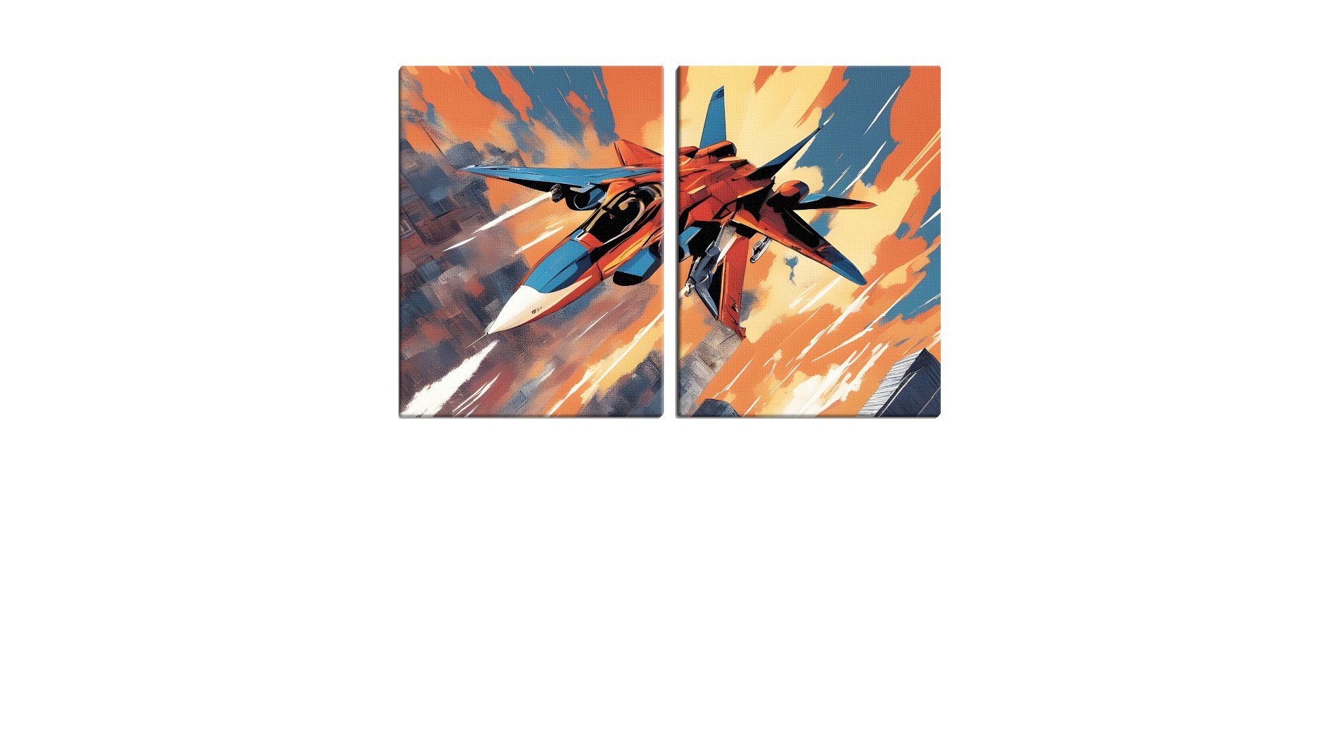 Cartoon Blue and Red Jet Fighter