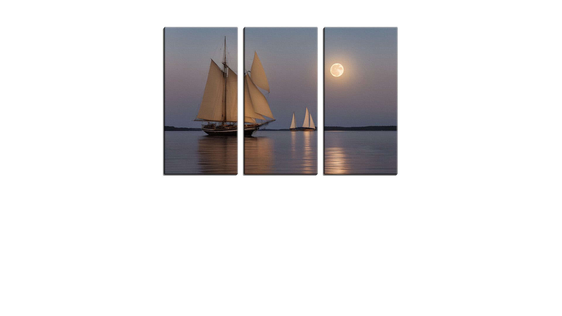 Moored Frigate on a Calm Moonlit Sea