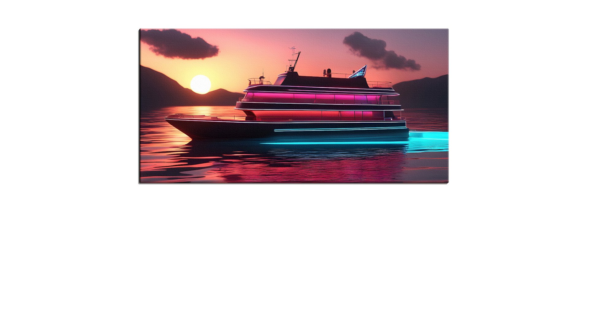 Neon Cruising Yacht at Sundown