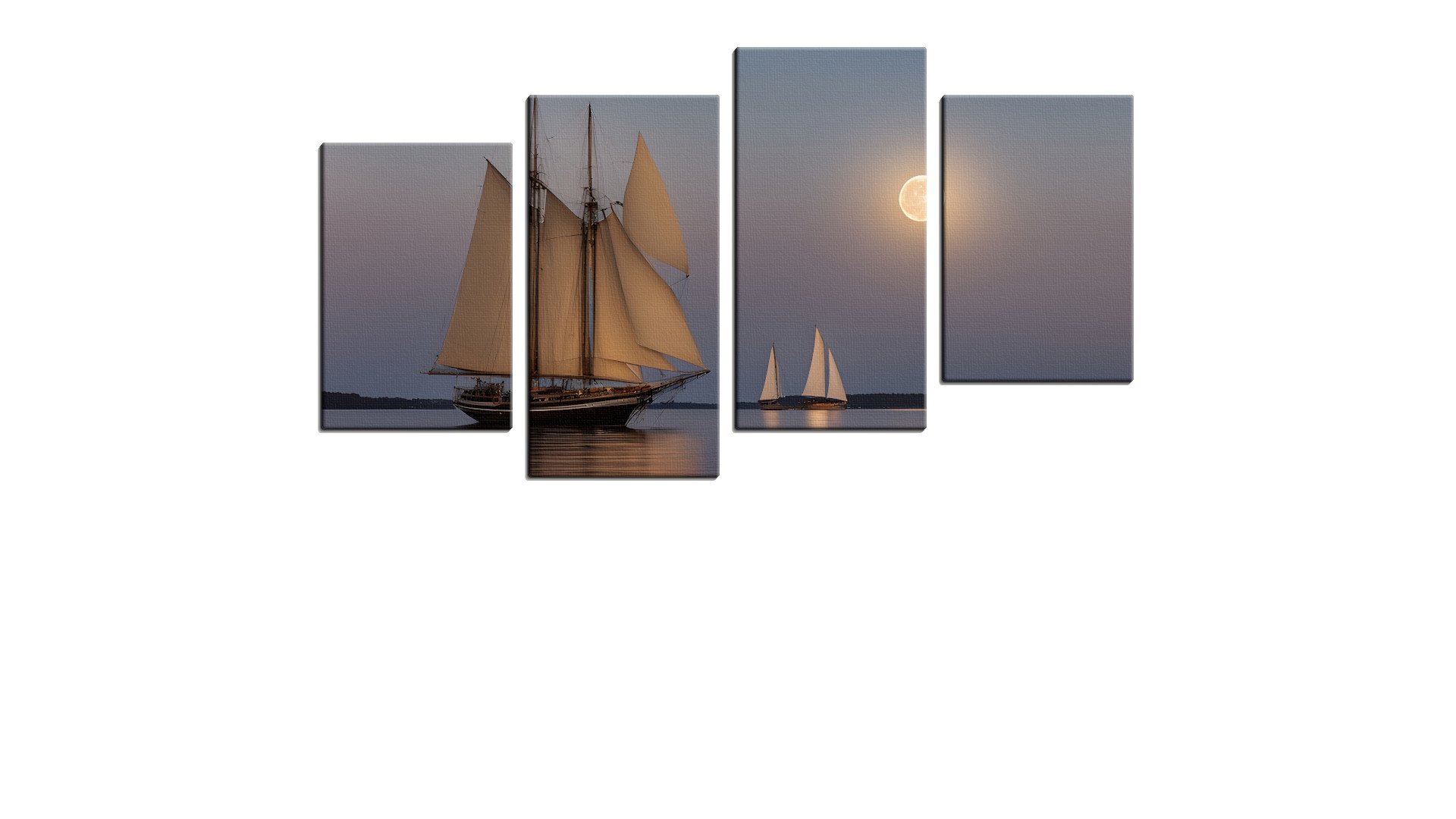 Moored Frigate on a Calm Moonlit Sea