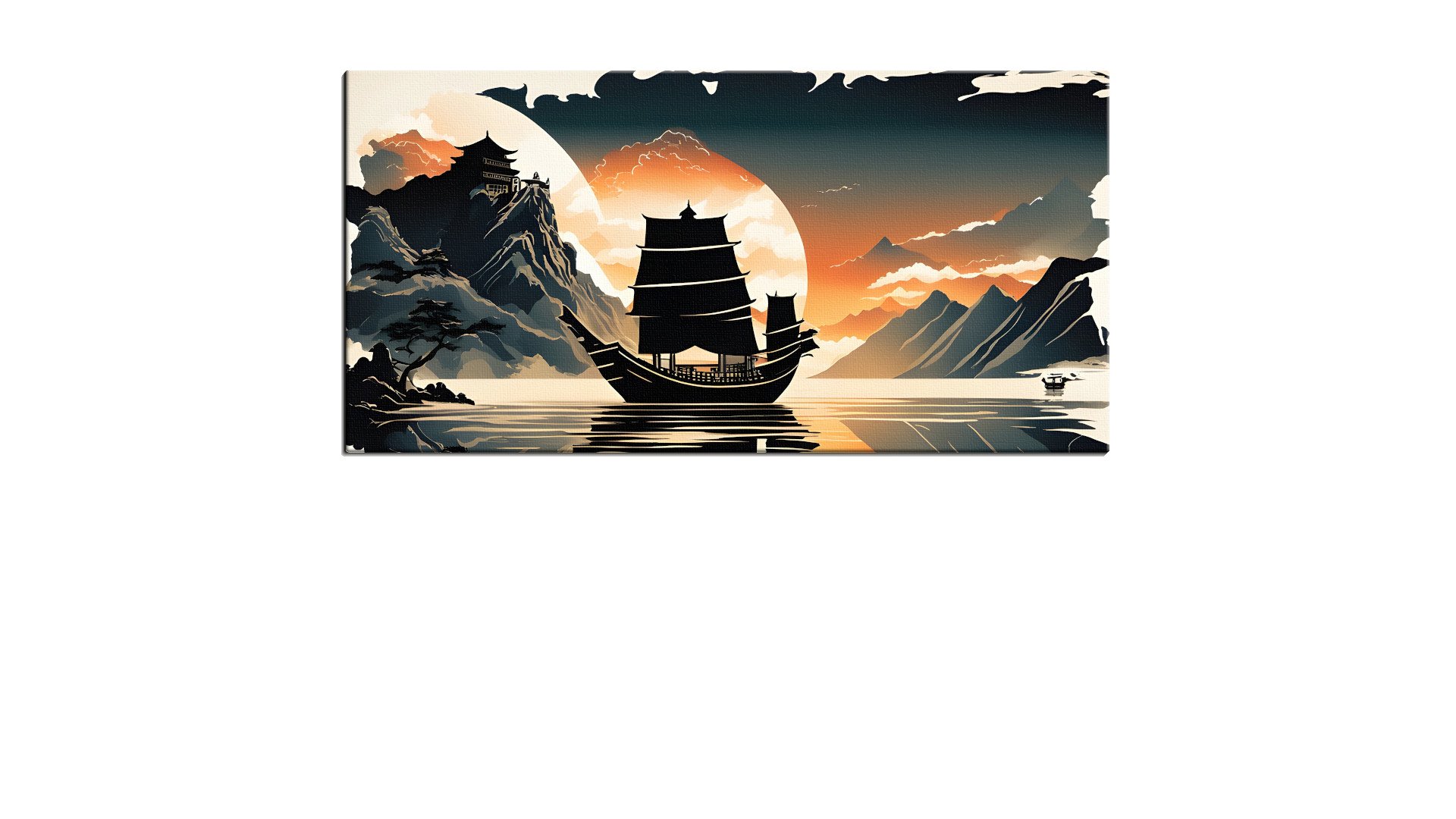 Junk Boat below a Cliff Fortress
