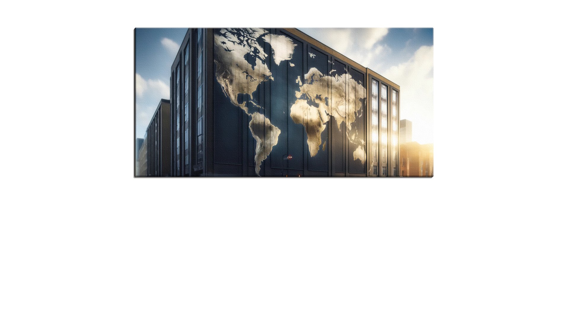 World Map on a Steel Blue Building