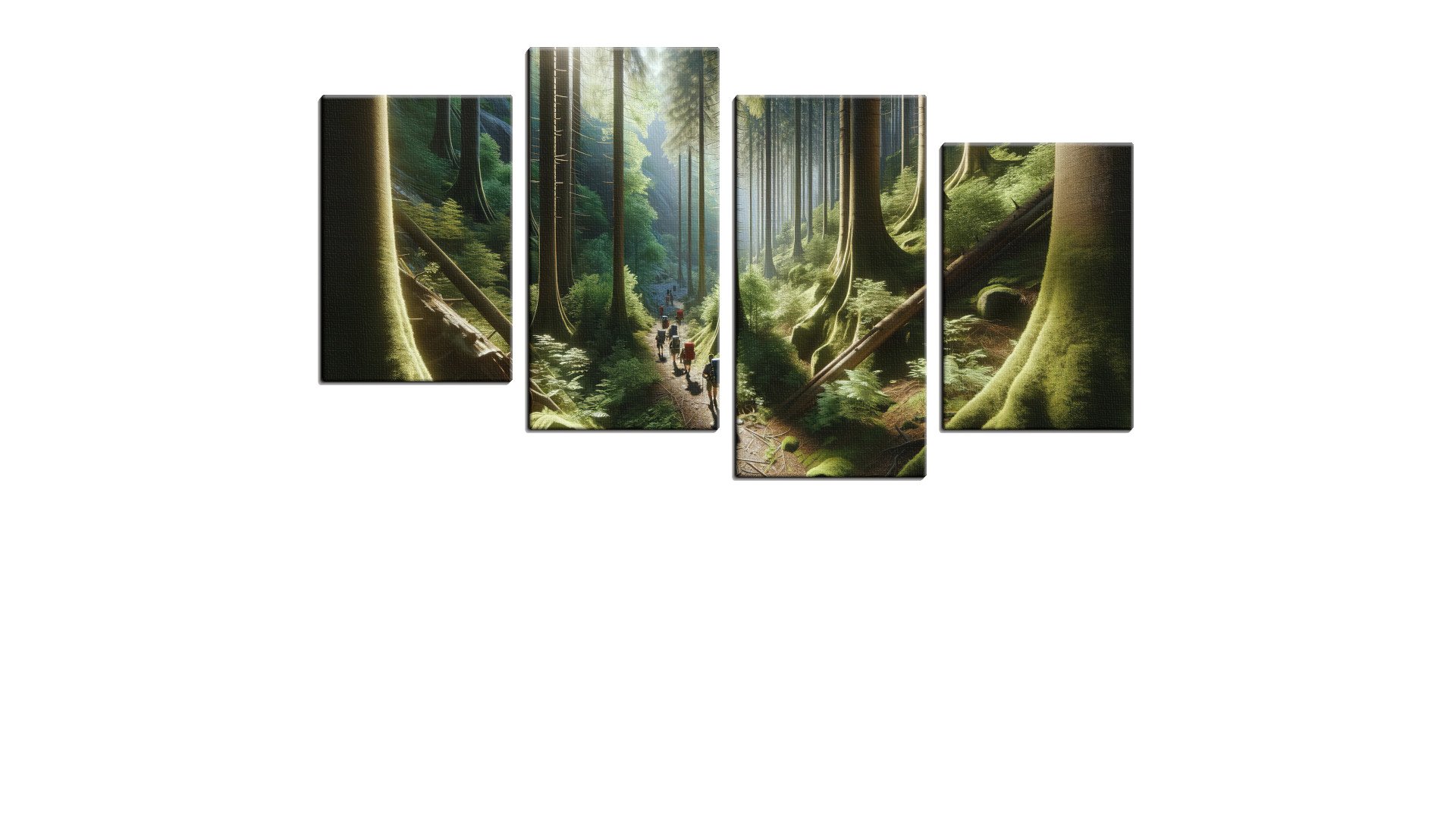 Troop of Hikers in the Forest