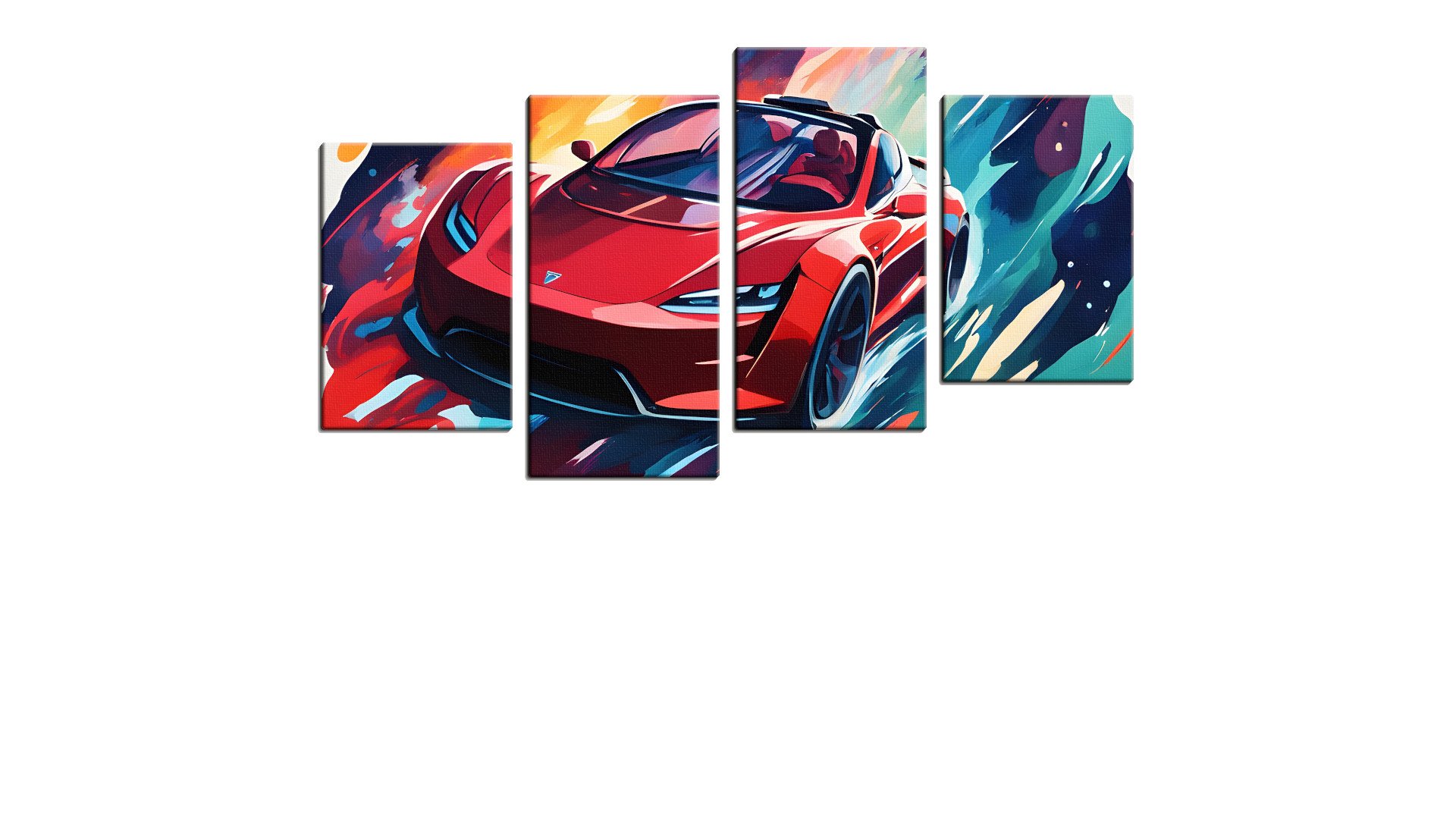 Cartoon Ruby Red Sports Car in Space