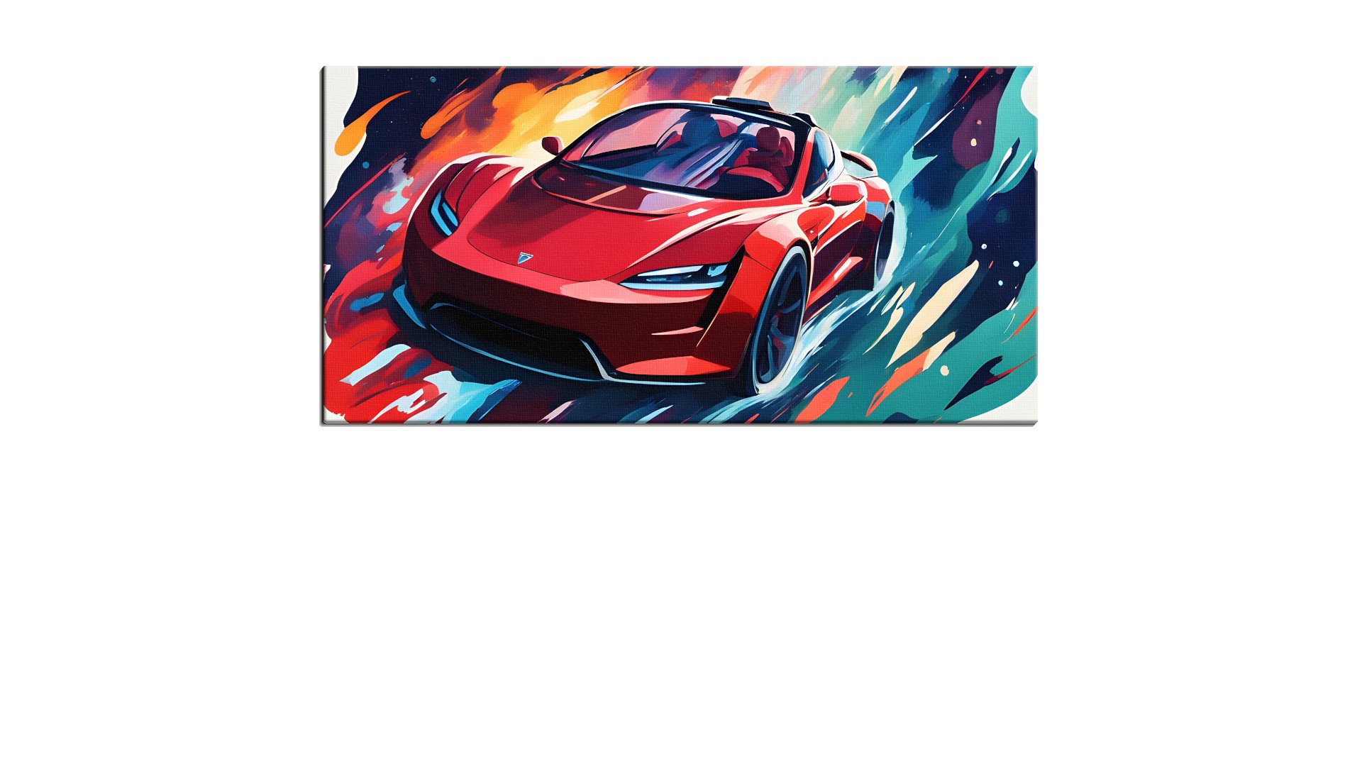 Cartoon Ruby Red Sports Car in Space