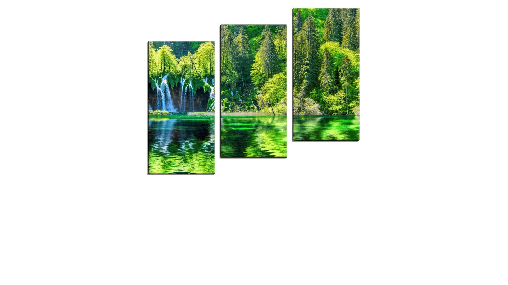 Mystical Waterfall in the Green Forest