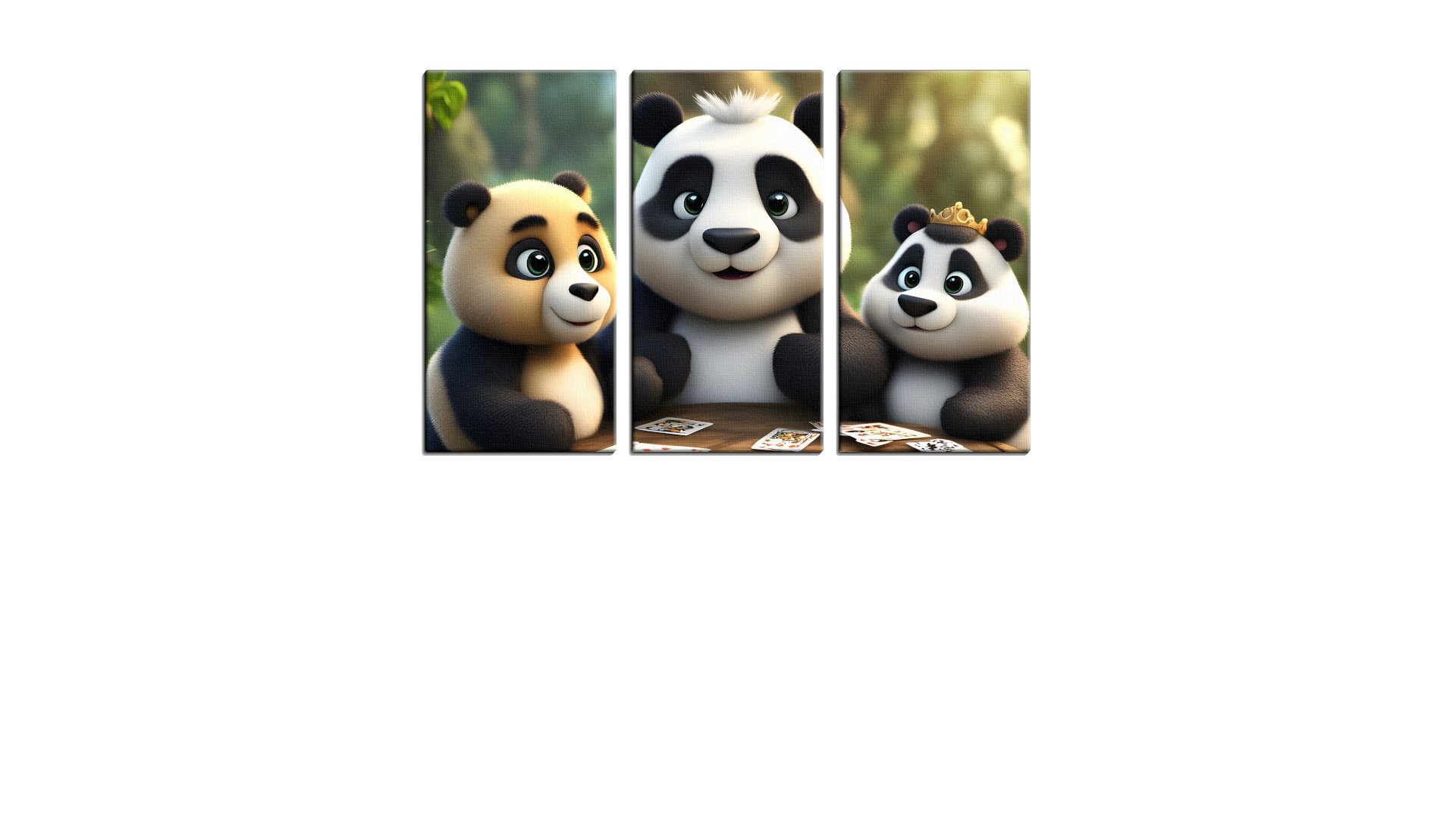 Three Pandas Playing Cards