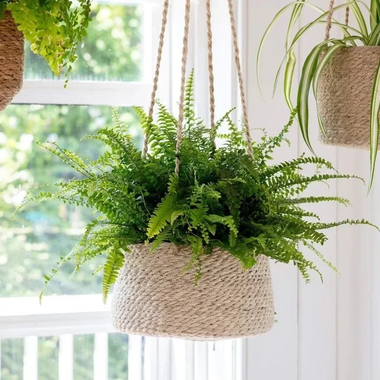 Hanging Jute Basket with Faux Fern - £12.50 + VAT each