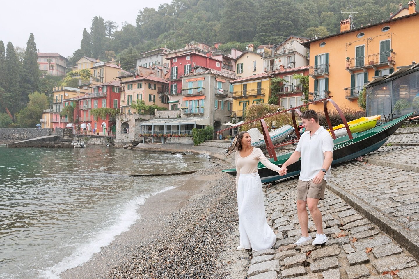Nicholas &amp; Katarina Just engaged in Varenna, in a very rainy day at the end of September 24.

#proposal #lakecomoproposal #lakecomoengagement #varenna #lakecomo #coupleportrait 

@flytographer