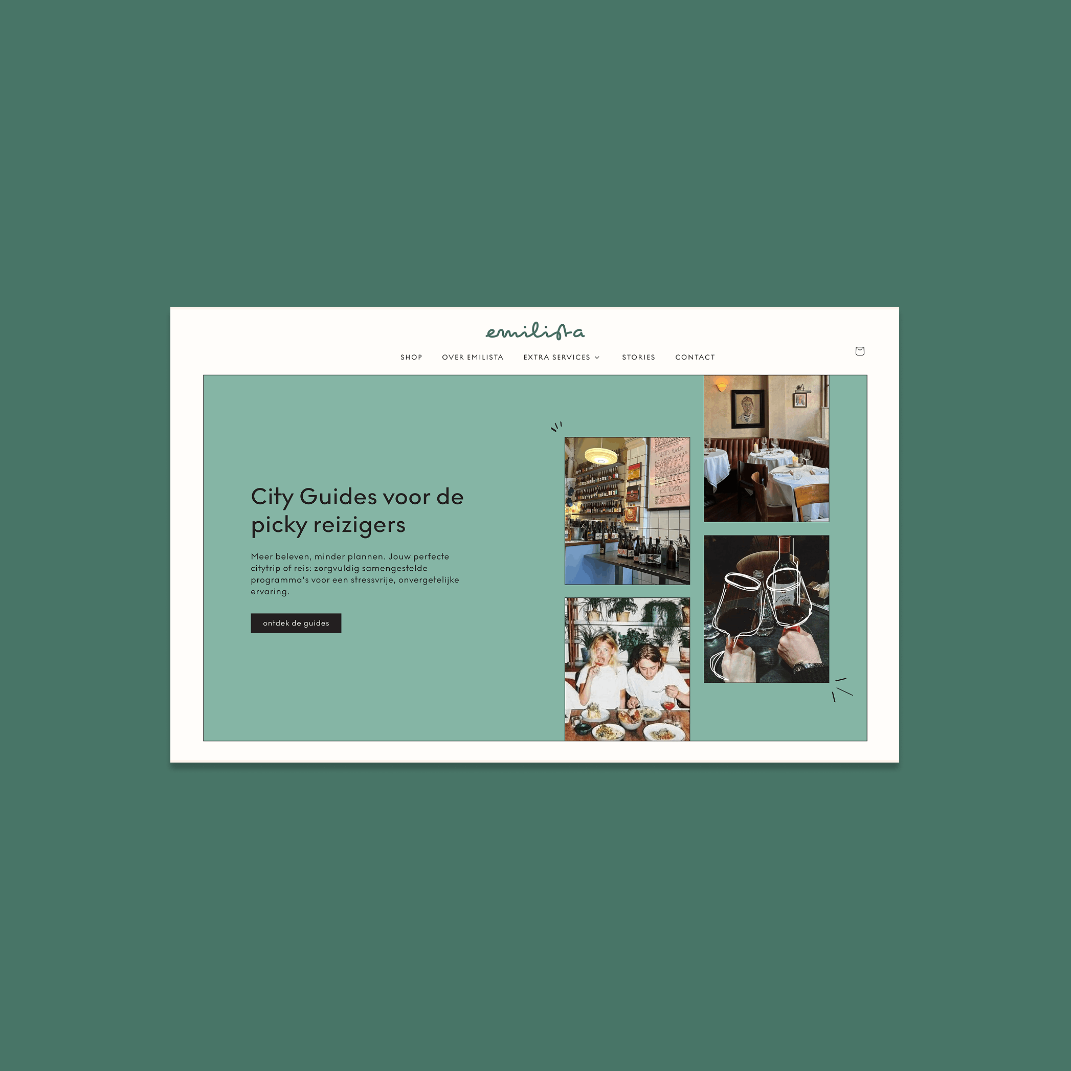 Screenshot of hero banner Emilista Website - designed by Murmuri Design Studio