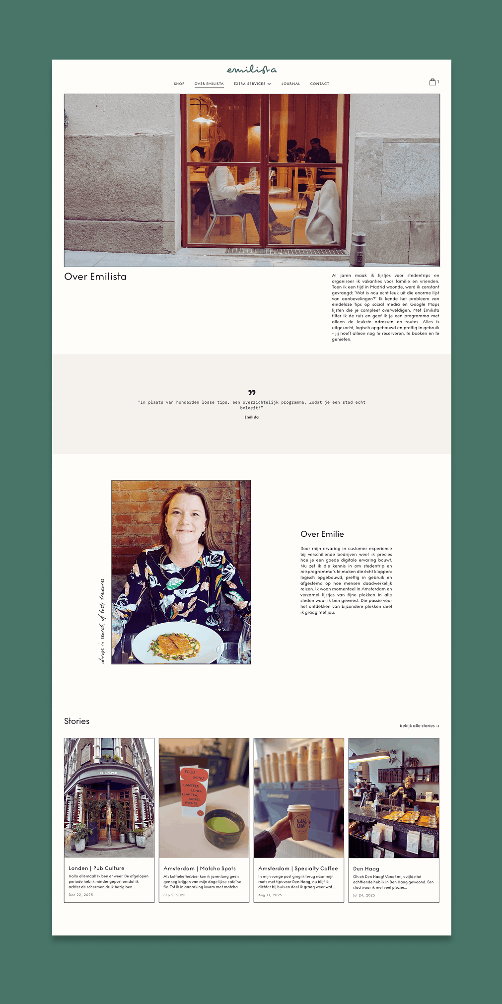 Screenshot of Emilista Website - designed by Murmuri Design Studio