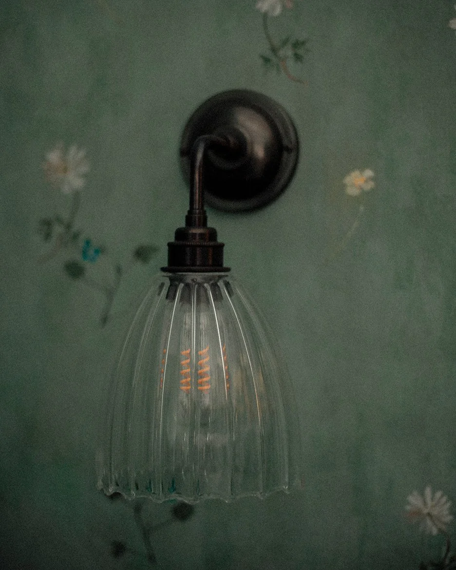 Rear Bedroom, Flint Cottage, Alfriston, featuring Flora Roberts Spring Wallpaper.