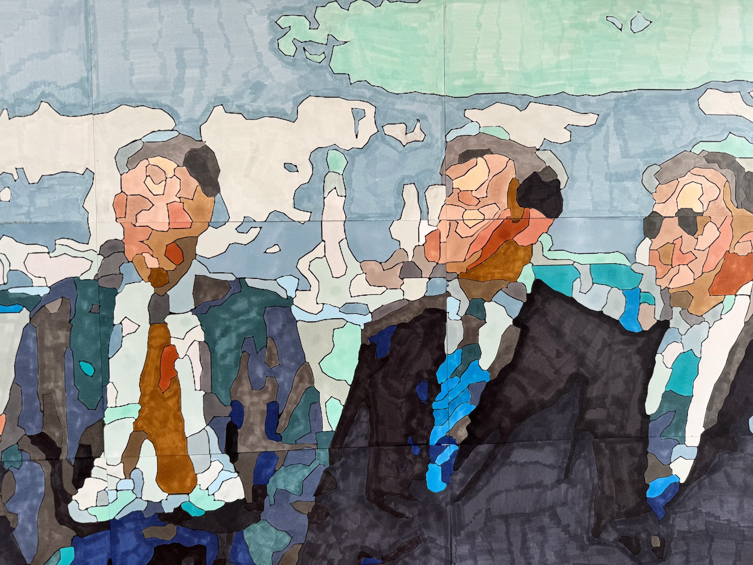 Our Life's Pattern's Drawn in Sand 2023 (detail).
Margate Series.
Alcohol marker on paper.
168cm x 238cm