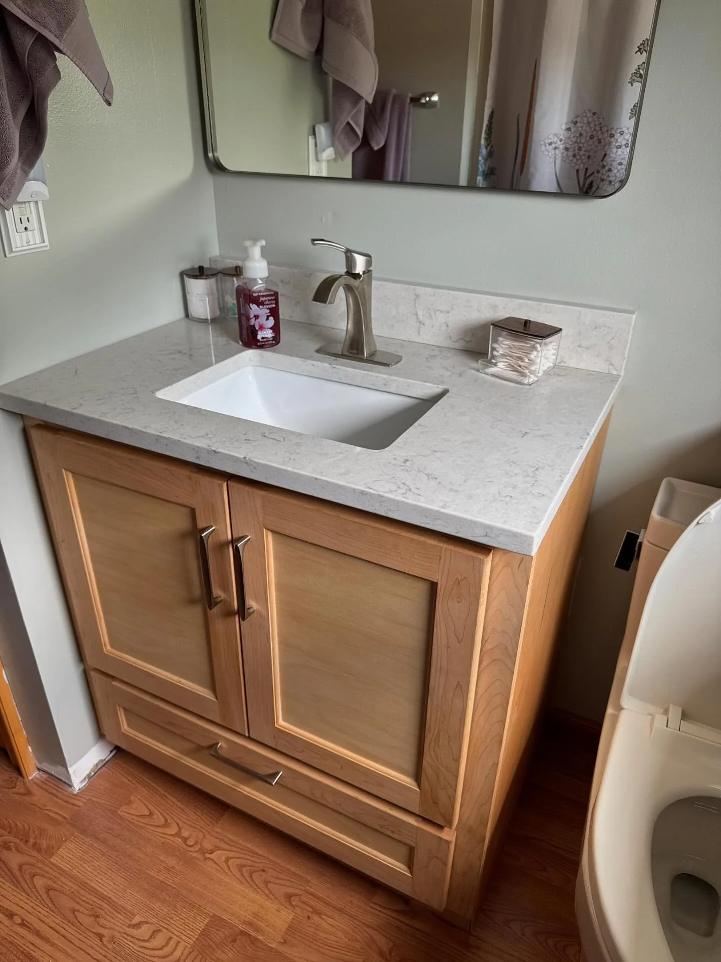 Custom red oak vanity built a few months ago.
