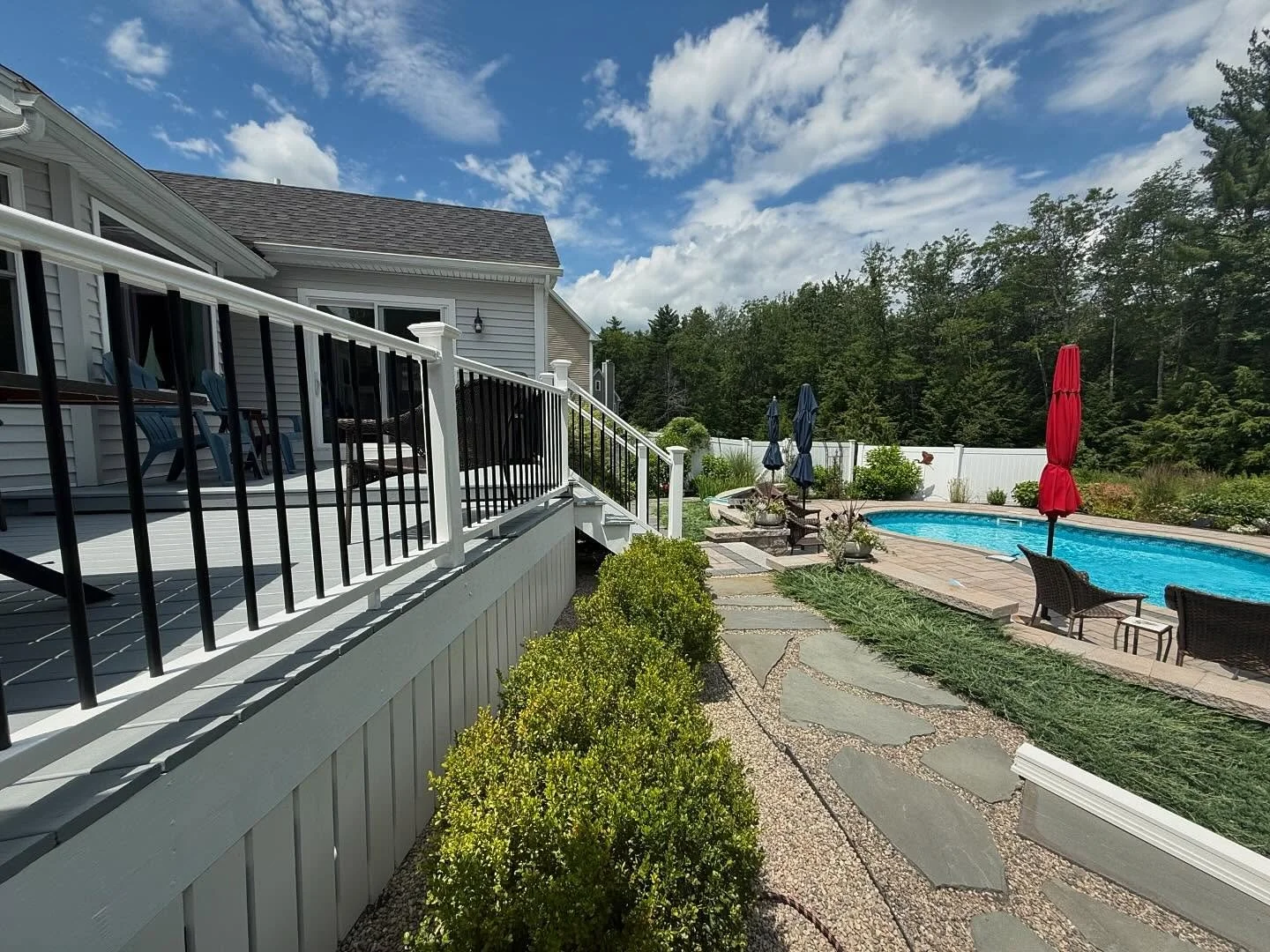 Finished a deck makeover with new paint, railings and skirting!