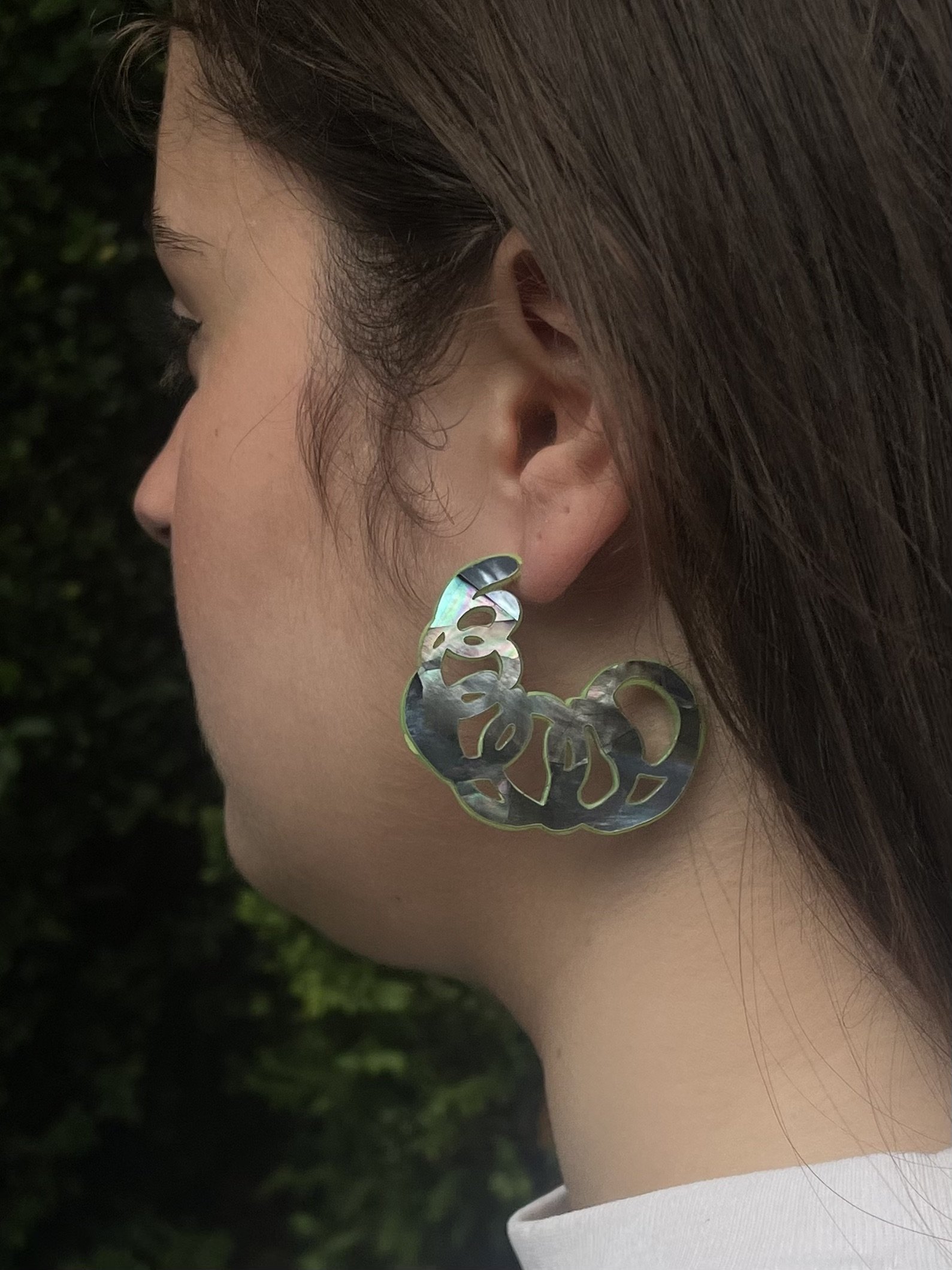 Loop Blue Mother of Pearl Hoops