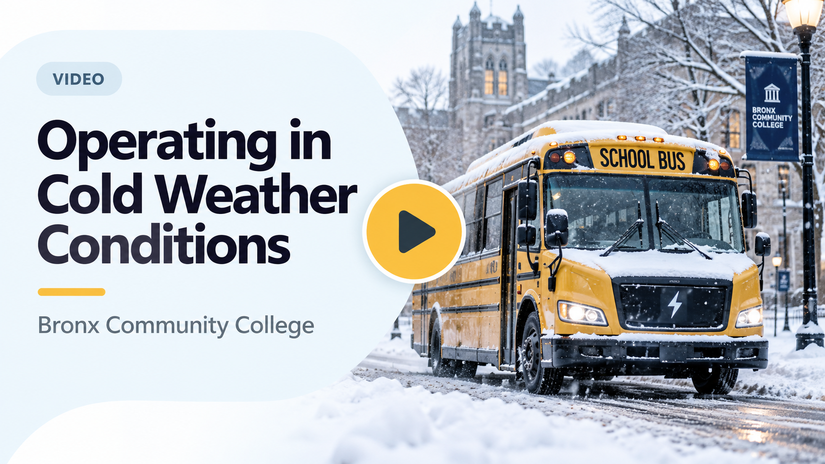 Operating in Cold Weather Conditions — Bronx Community College
Understand how cold temperatures affect electric school bus range, battery performance, and energy consumption. Explore practical strategies for winter route planning, vehicle preconditio