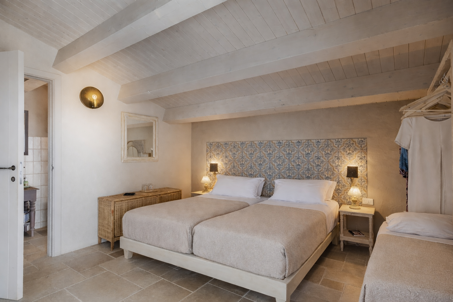 3 single beds in a simple design bedroom