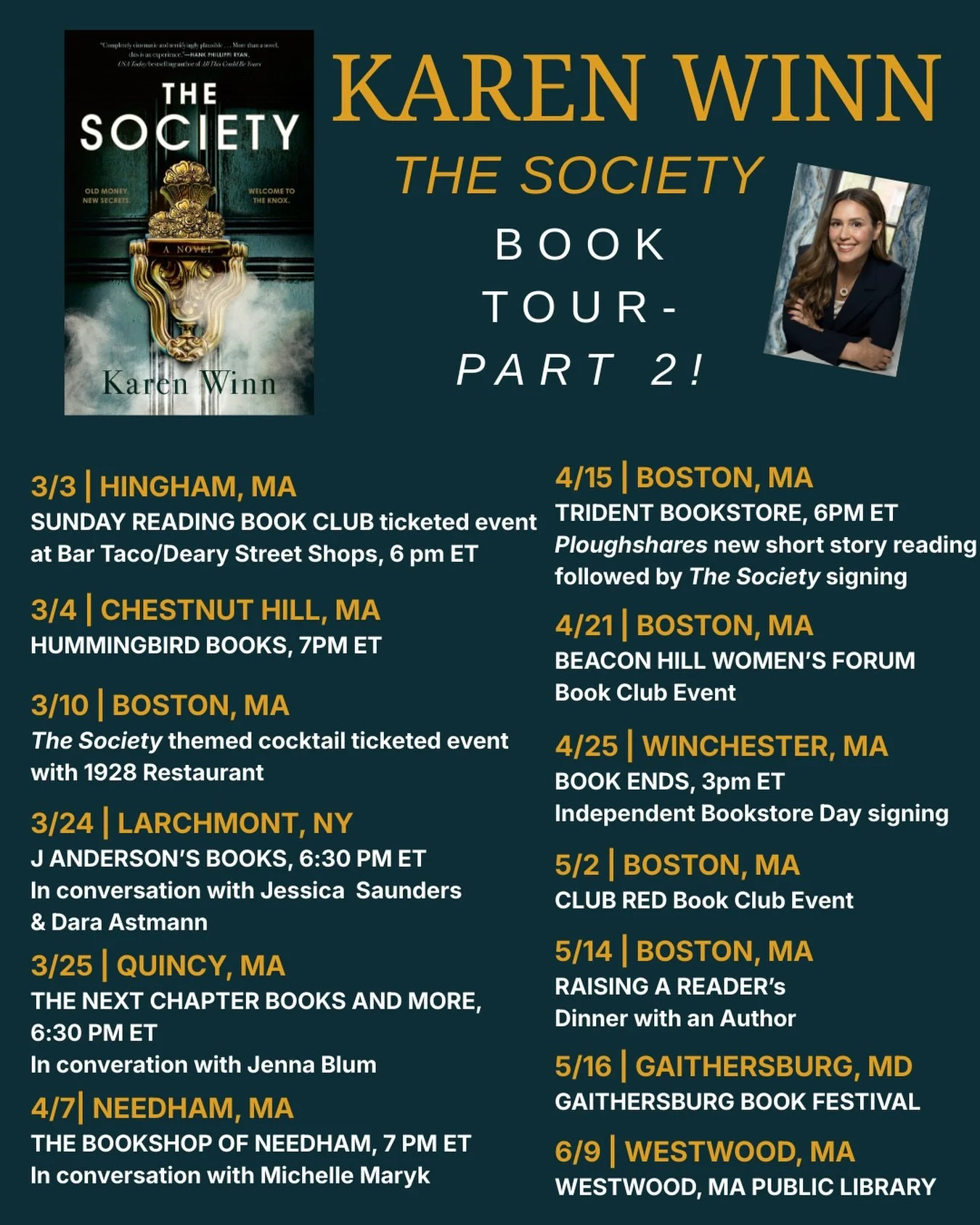 I&rsquo;m so lucky that I get to keep talking about THE SOCIETY! ✨Here are more events over the next few months. 

#thesociety #booktour