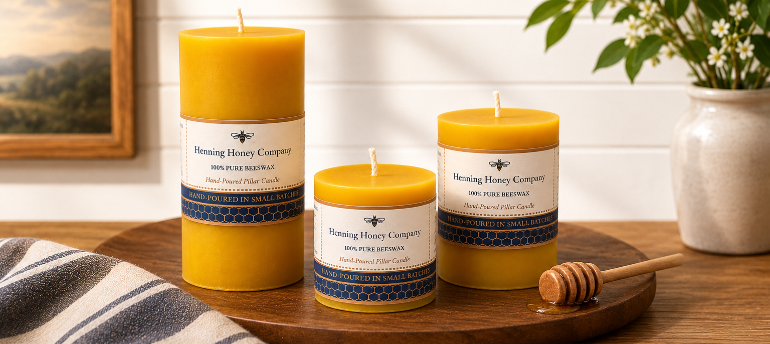 Hand-Poured 100% Beeswax Pillar Candle