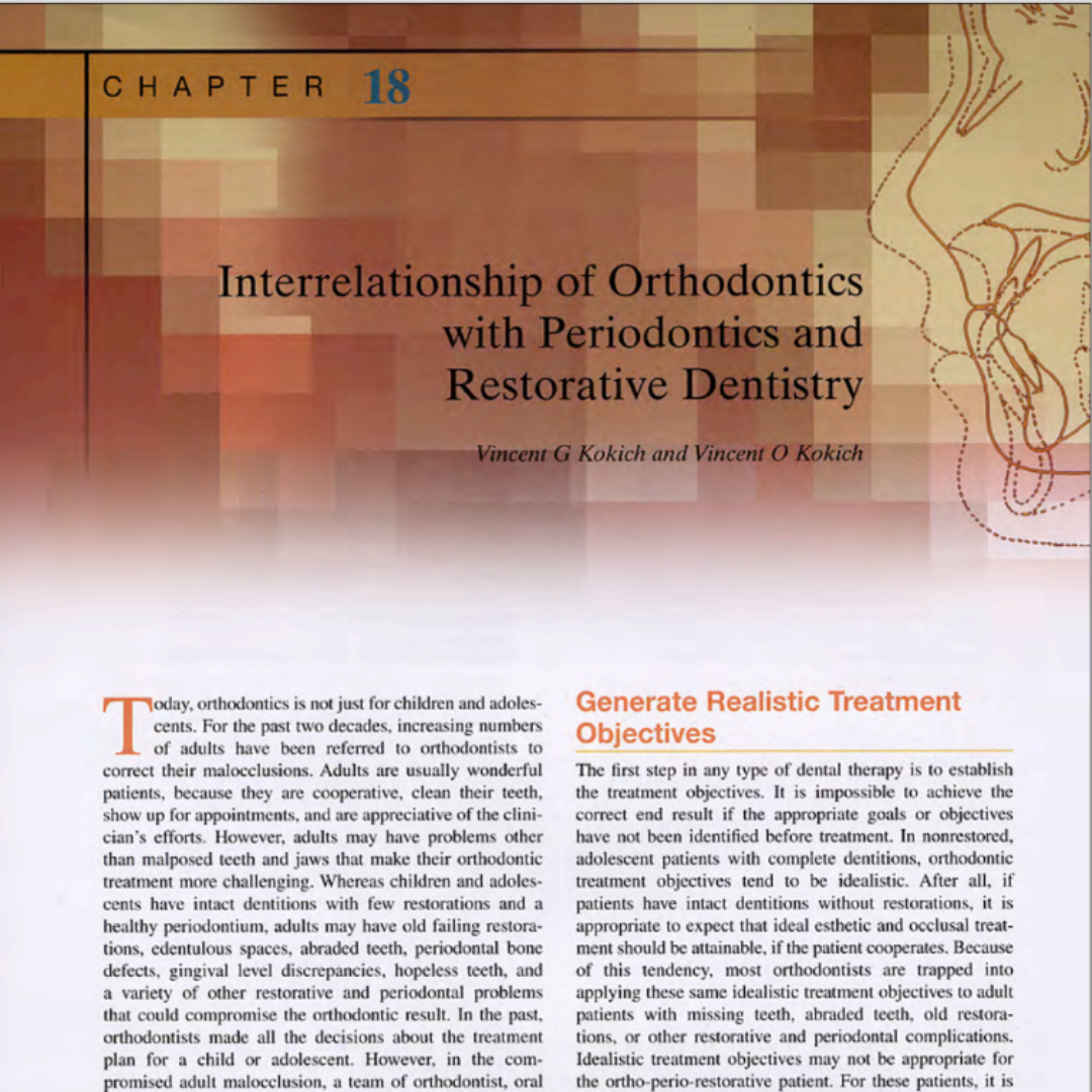 Title: Interrelationship of Orthodontics with Periodontics and Restorative Dentistry