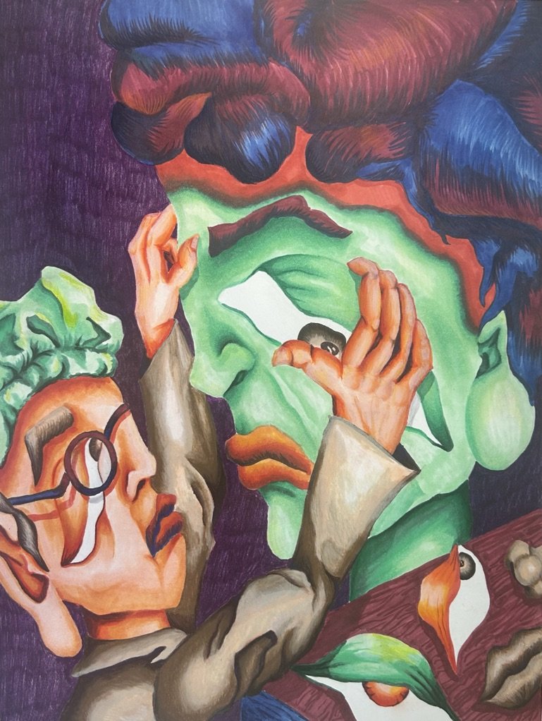 Optometrist. Colored pencil and marker on illustration board. 18 x 24 in. 2023.