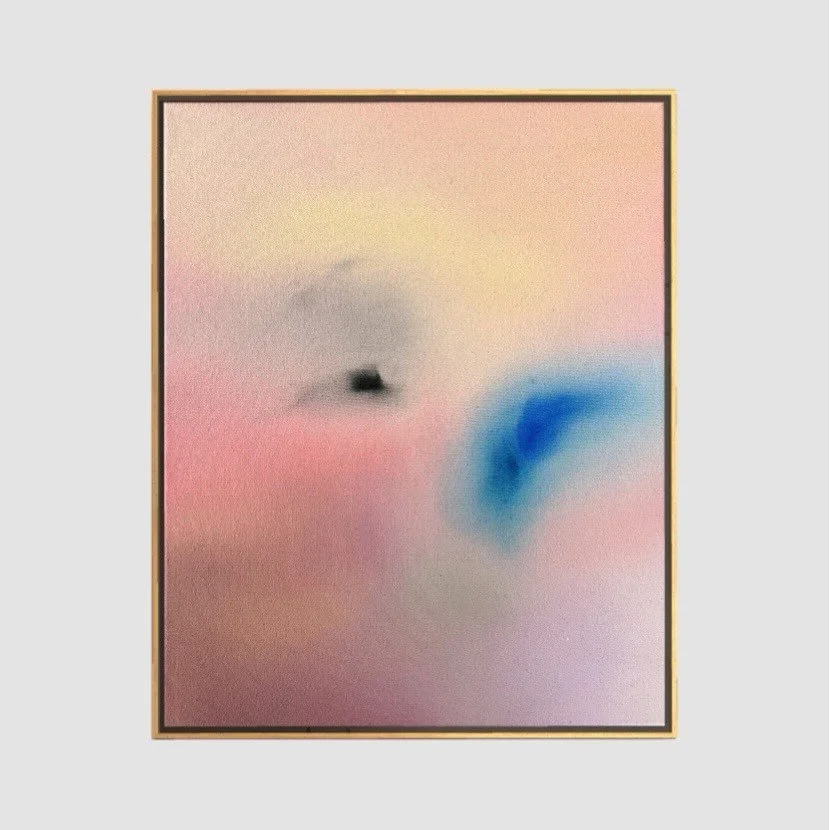 &lsquo;Even the sunrise feels new&rsquo;
16 in x 20 in
acrylic on raw canvas 
.
available on alexagrambush.com and currently on view at @cookshouse 🩷