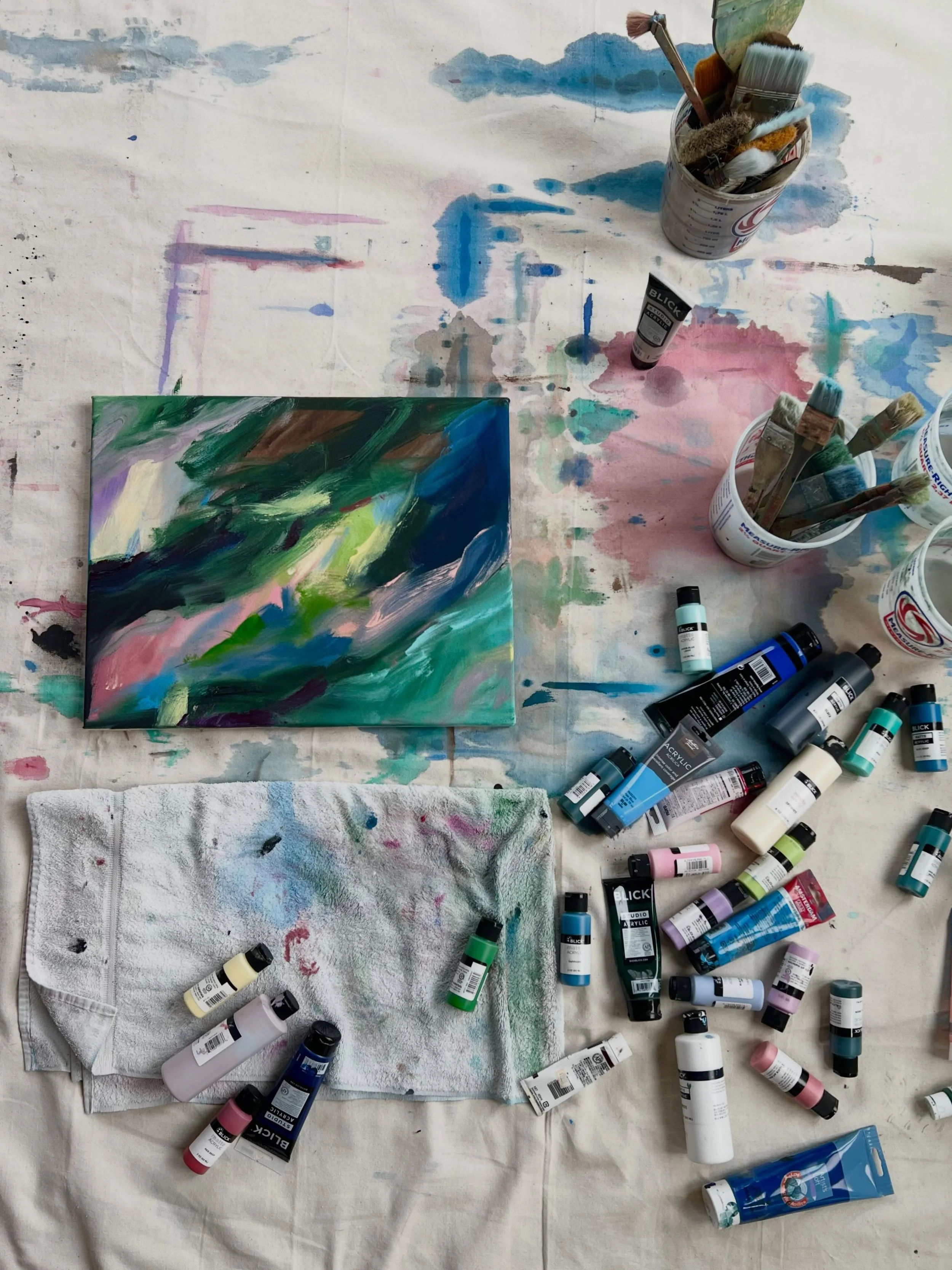 new work is being prepped to ship to Mackinac&rsquo;s Little Gallery on Mackinac Island for the season 🪻🐎🍦🚲🍬a preview of pieces is coming in a newsletter to subscribers soon ! sign up if you&rsquo;re interested on alexagrambush.com 🤎