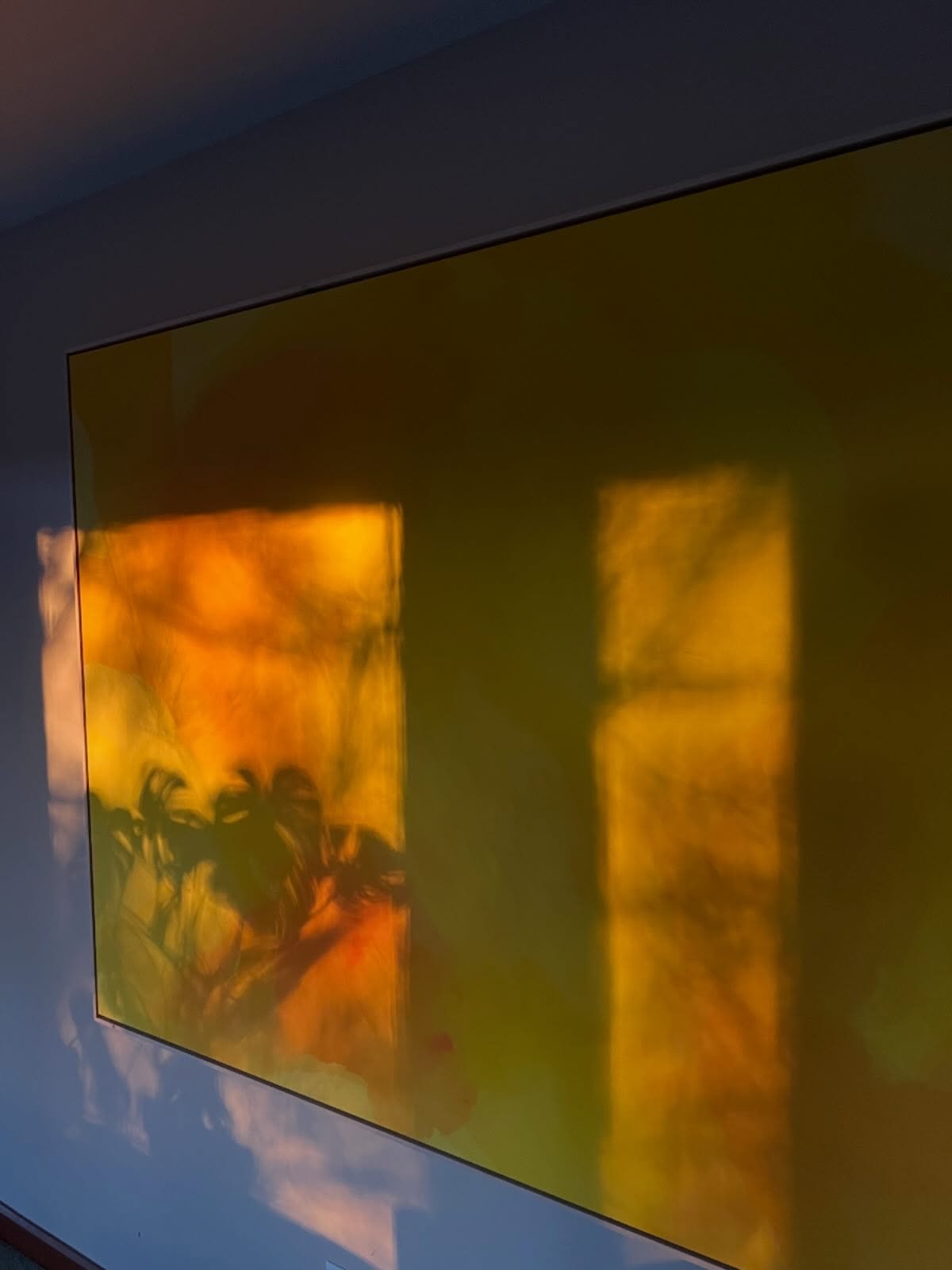 &lsquo;Until I finish my course with joy&rsquo; in early morning light ✨
54 in x 78 in, acrylic on raw canvas, framed in raw maple
available on alexagrambush.com ✨