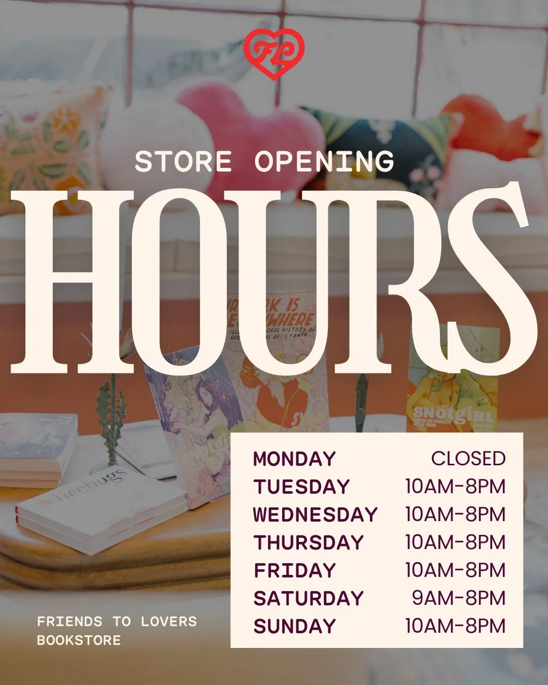 we're so excited to be back tomorrow from our little break and to start this new year with you 🤍 here are our hours for the rest of the year  and if anything ever changes with our days or times, we&rsquo;ll always share updates in our stories so you