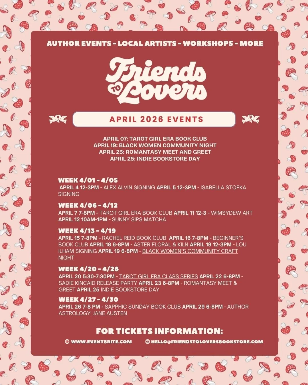 If you&rsquo;ve been meaning to stop by, this is your sign. April is packed full of moments you won&rsquo;t want to miss ✨

Mark your calendars, grab your tickets through the link in our bio, and spend April with us, filled with connection, creativit