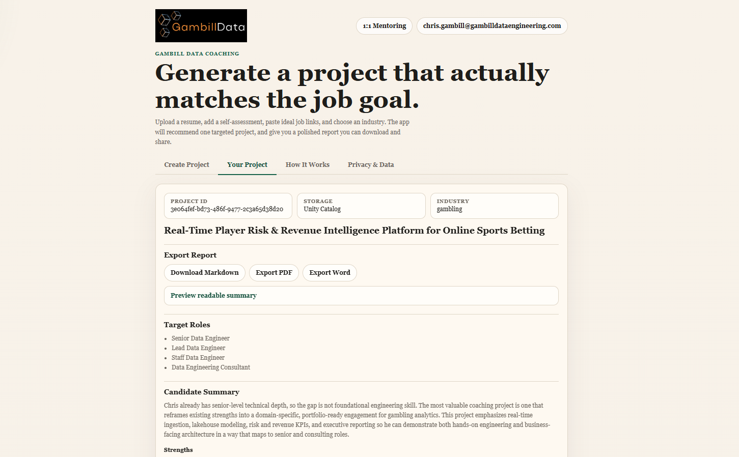 Gambill Data Portfolio Project Generator