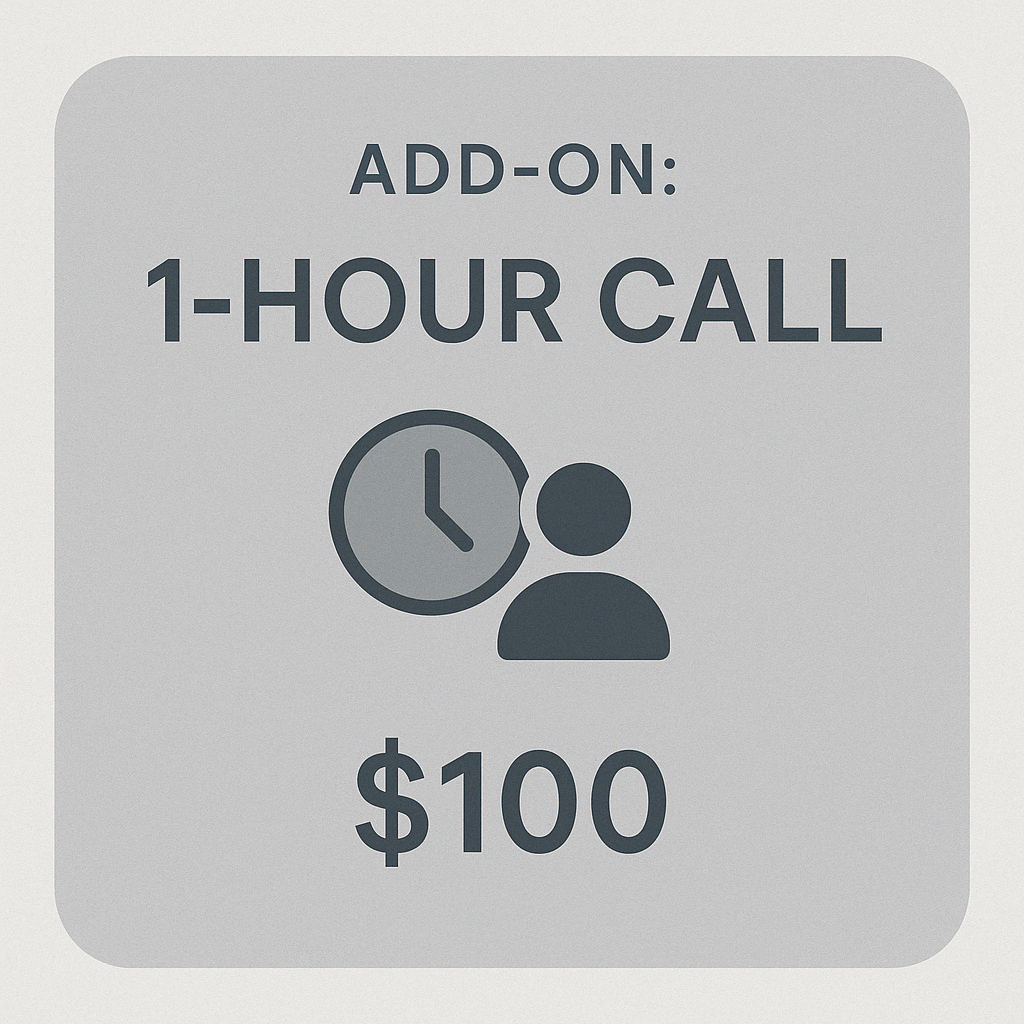 1:1 Mentoring (Additional 1 hour call)