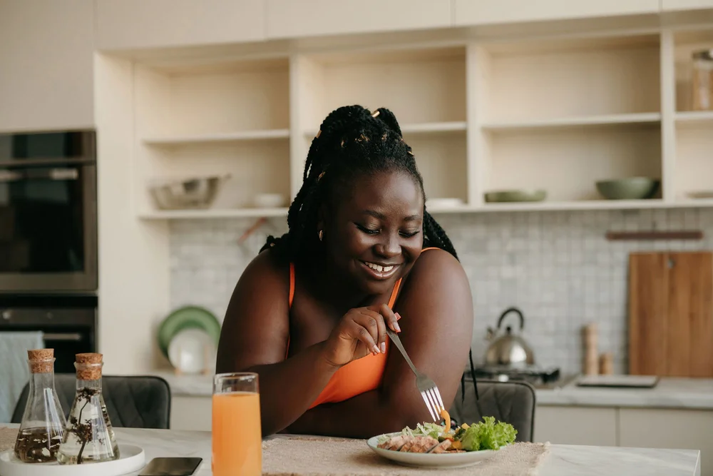 Enjoying breakfast